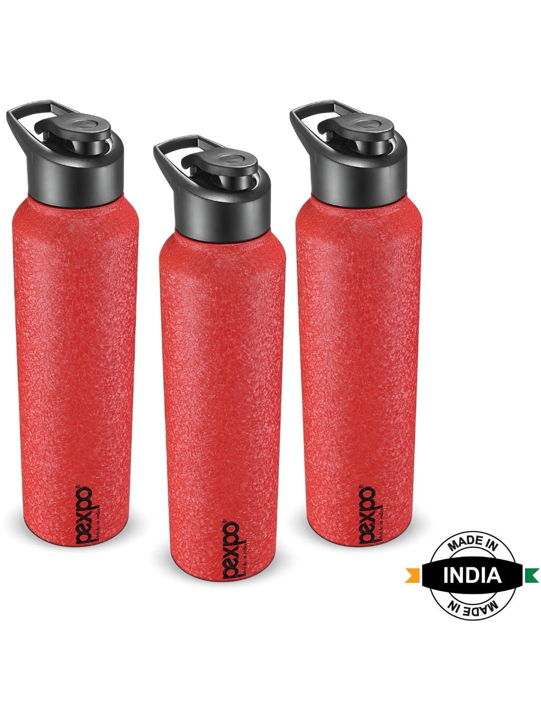 

Pexpo CHROMO 3pc Sports & Hiking Stainless Steel 1L Single wall Red Water Bottle