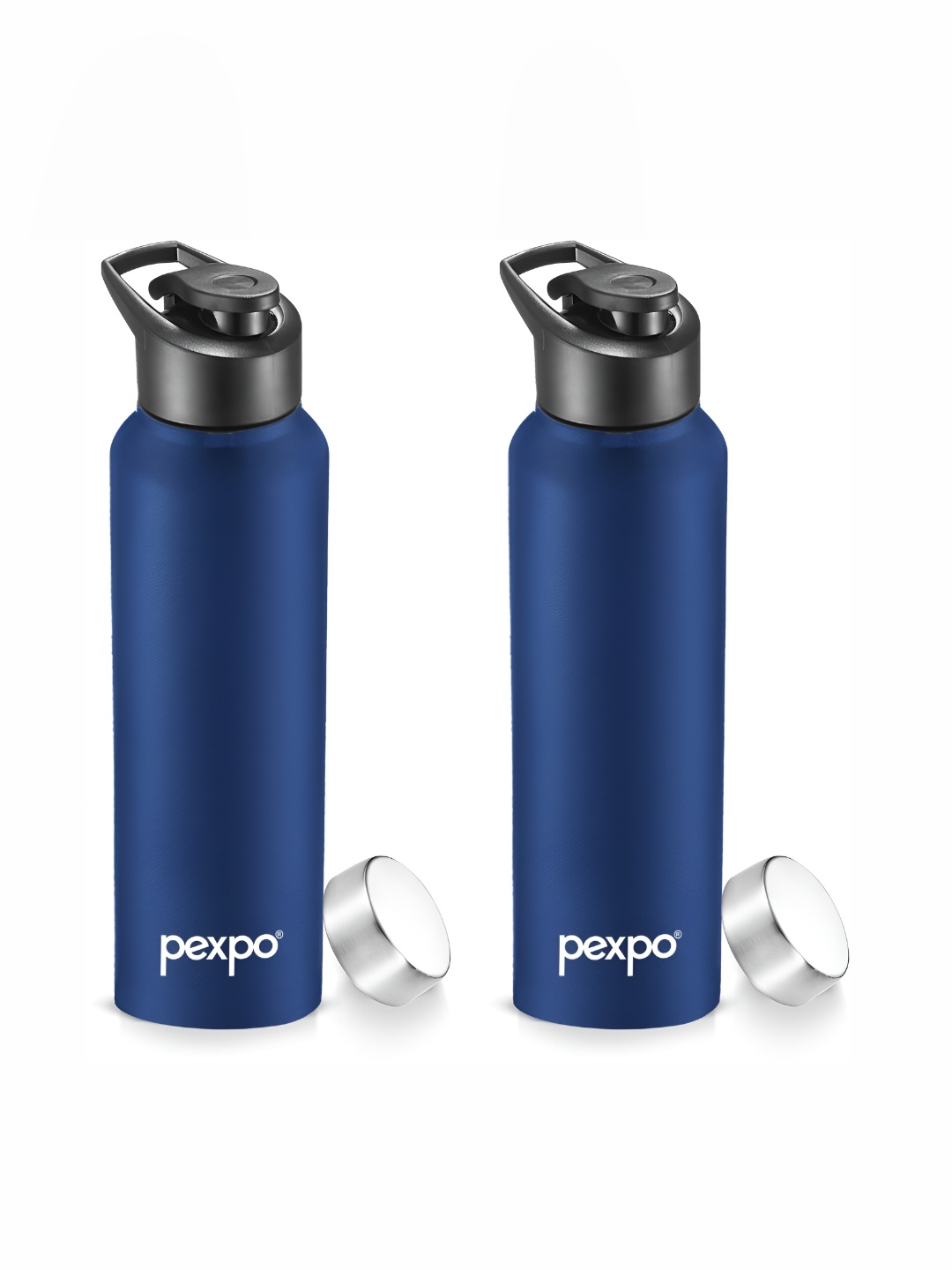 

Pexpo CHROMO 2pc Sports & Fridge Stainless Steel 1L Single wall Blue Water Bottle, Navy blue