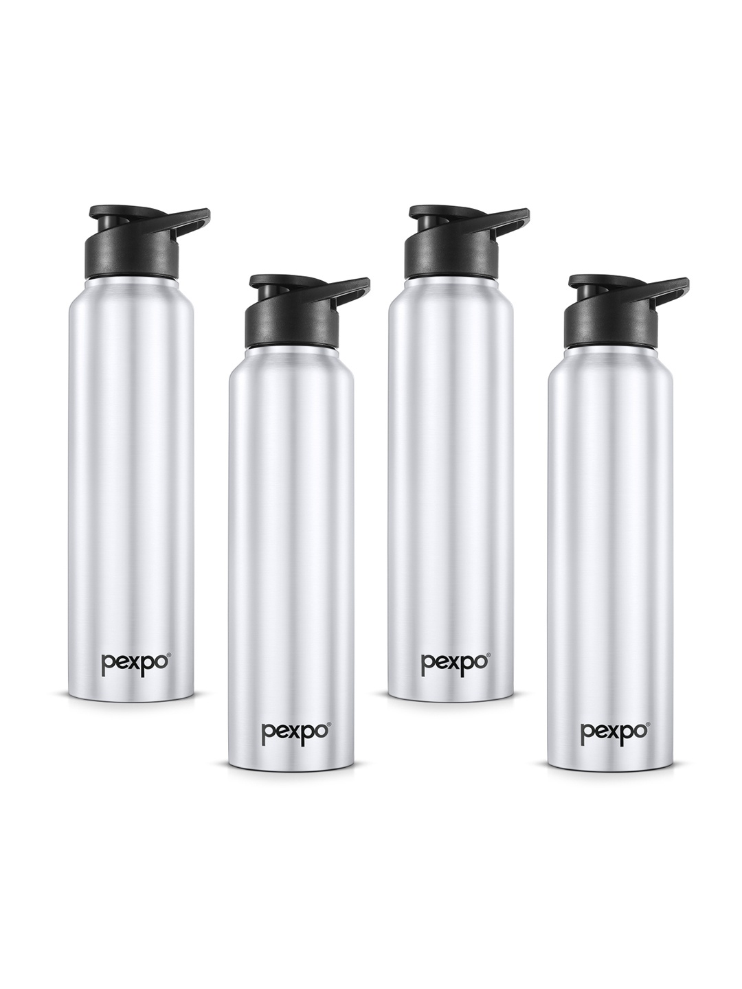 

Pexpo CHROMO Set of 4 Sports & Hiking Stainless Steel 1L Single wall Silver Water Bottle