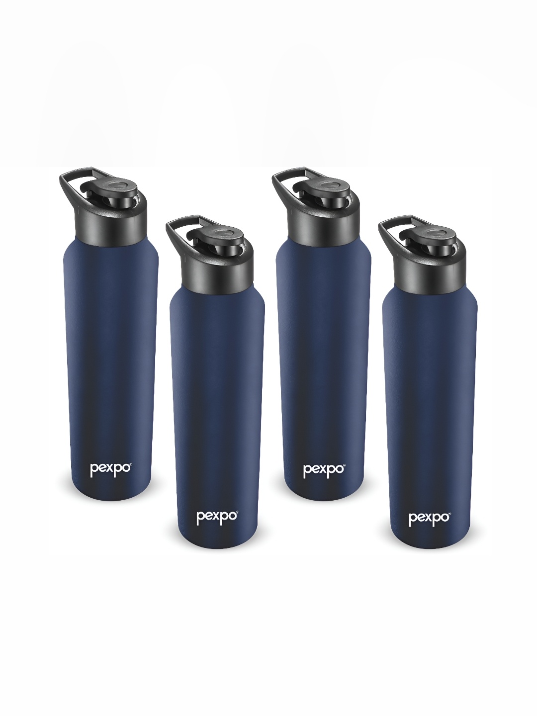 

Pexpo CHROMO Set of 4 Sipper Cap Stainless Steel 1L Single wall Blue Water Bottle, Navy blue