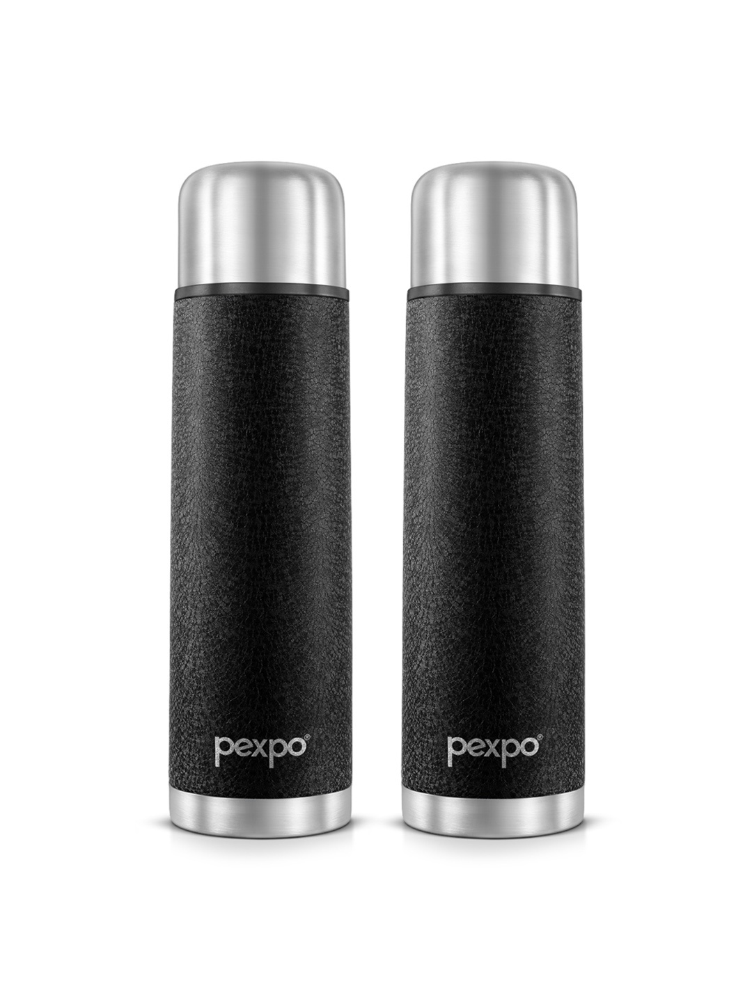 

Pexpo 2 Pcs Flexo-ISI Certified Thermosteel Hot & Cold flask Insulated Water Bottle 750ml, Black