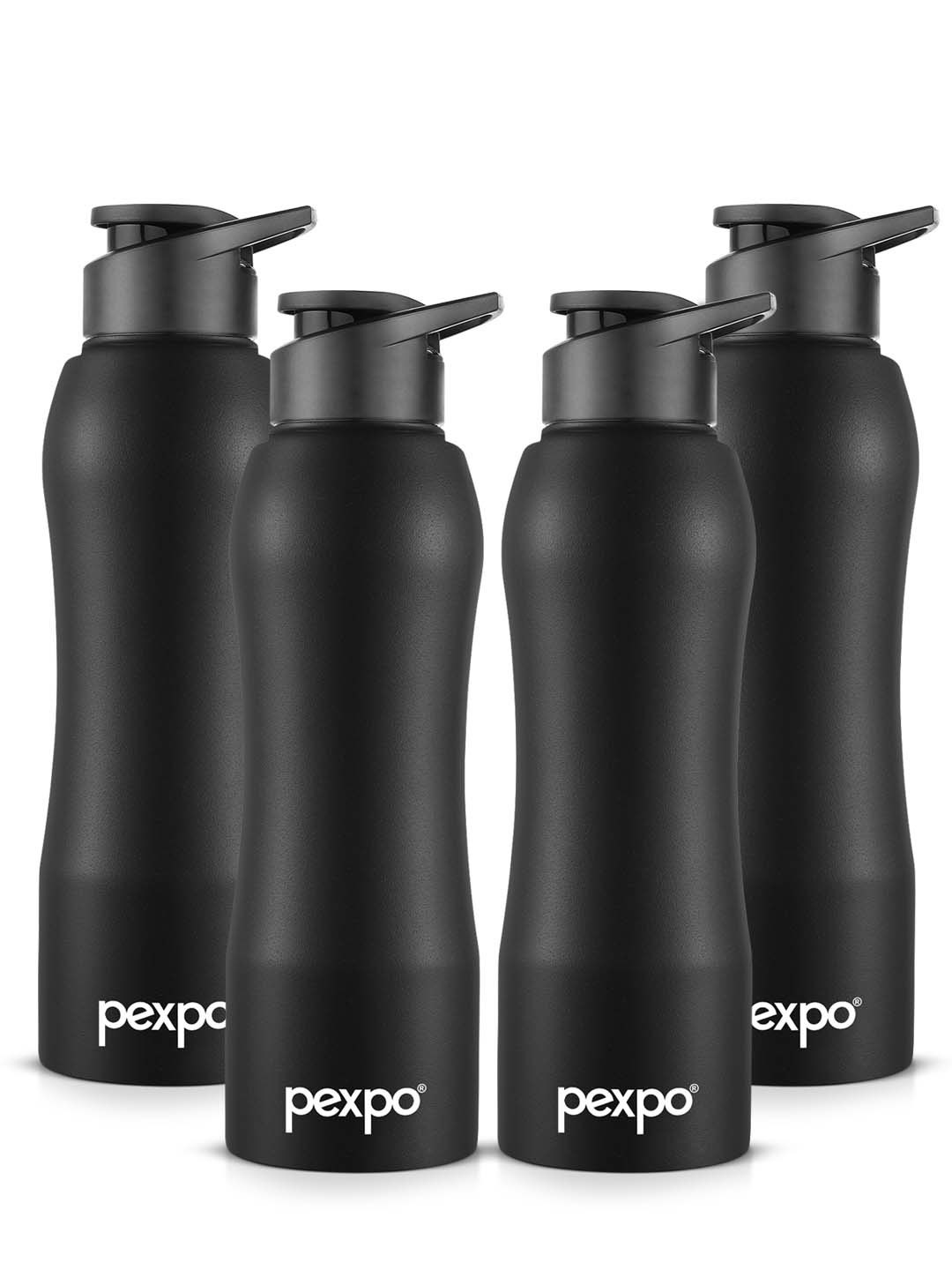 

Pexpo BISTRO Set of 4 Sipper Cap Stainless Steel 750ml Single wall Black Water Bottle