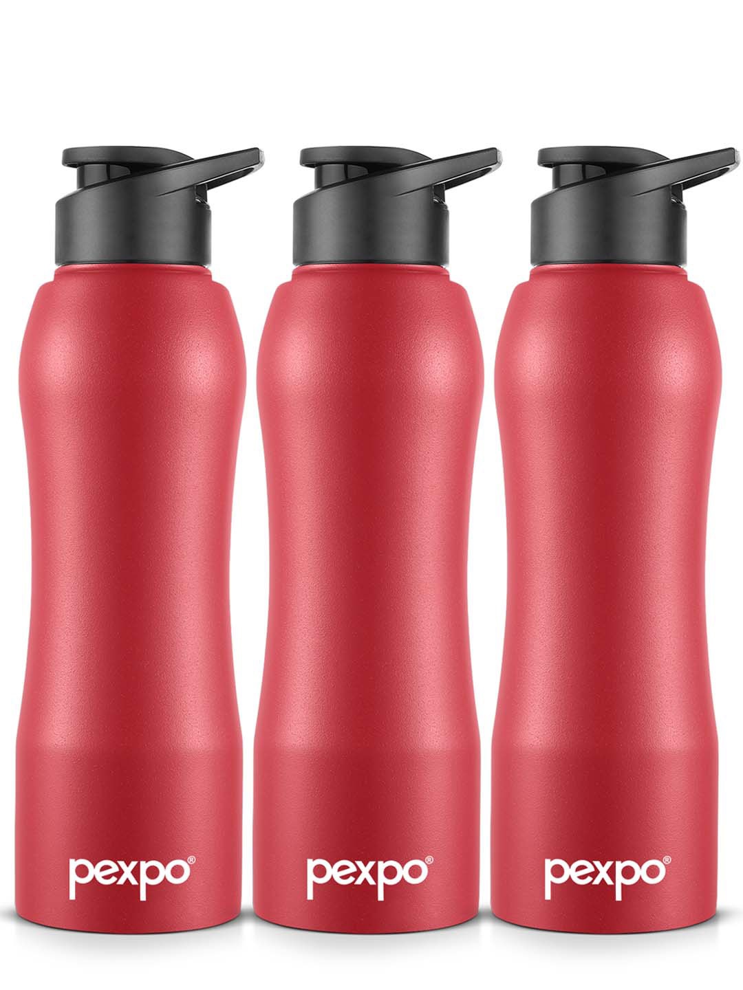 

Pexpo BISTRO 3pc Sipper Cap Stainless Steel 750ml Single wall Red Water Bottle, Maroon
