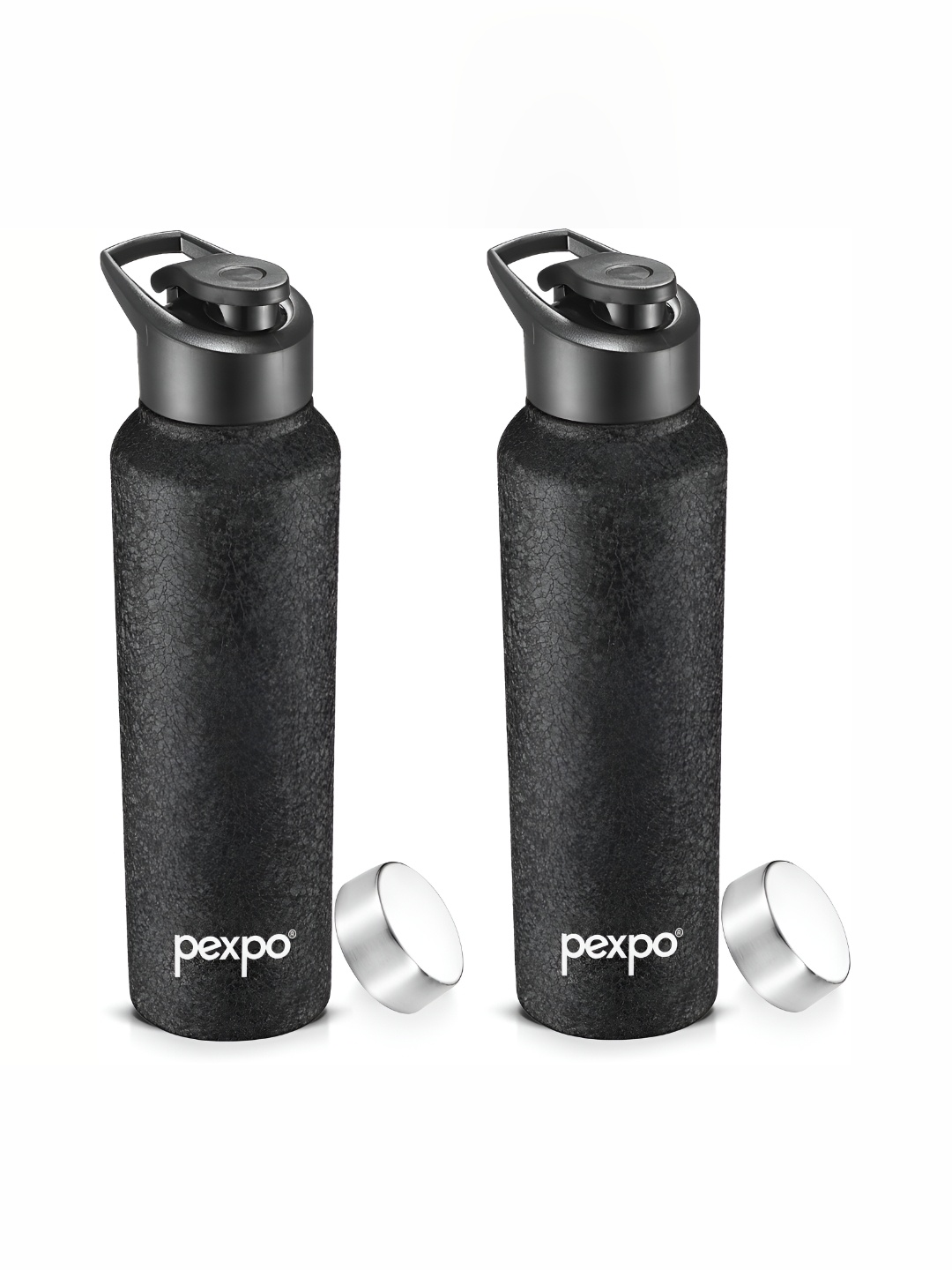 

Pexpo CHROMO 2pc Sports & Fridge Stainless Steel 1L Single wall Black Water Bottle