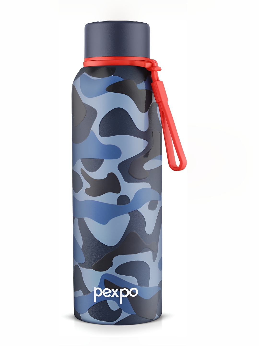 

Pexpo Bravo Denim Blue Printed ISI Certified Thermosteel Hot UV Flask Water Bottle 700ml, Navy blue