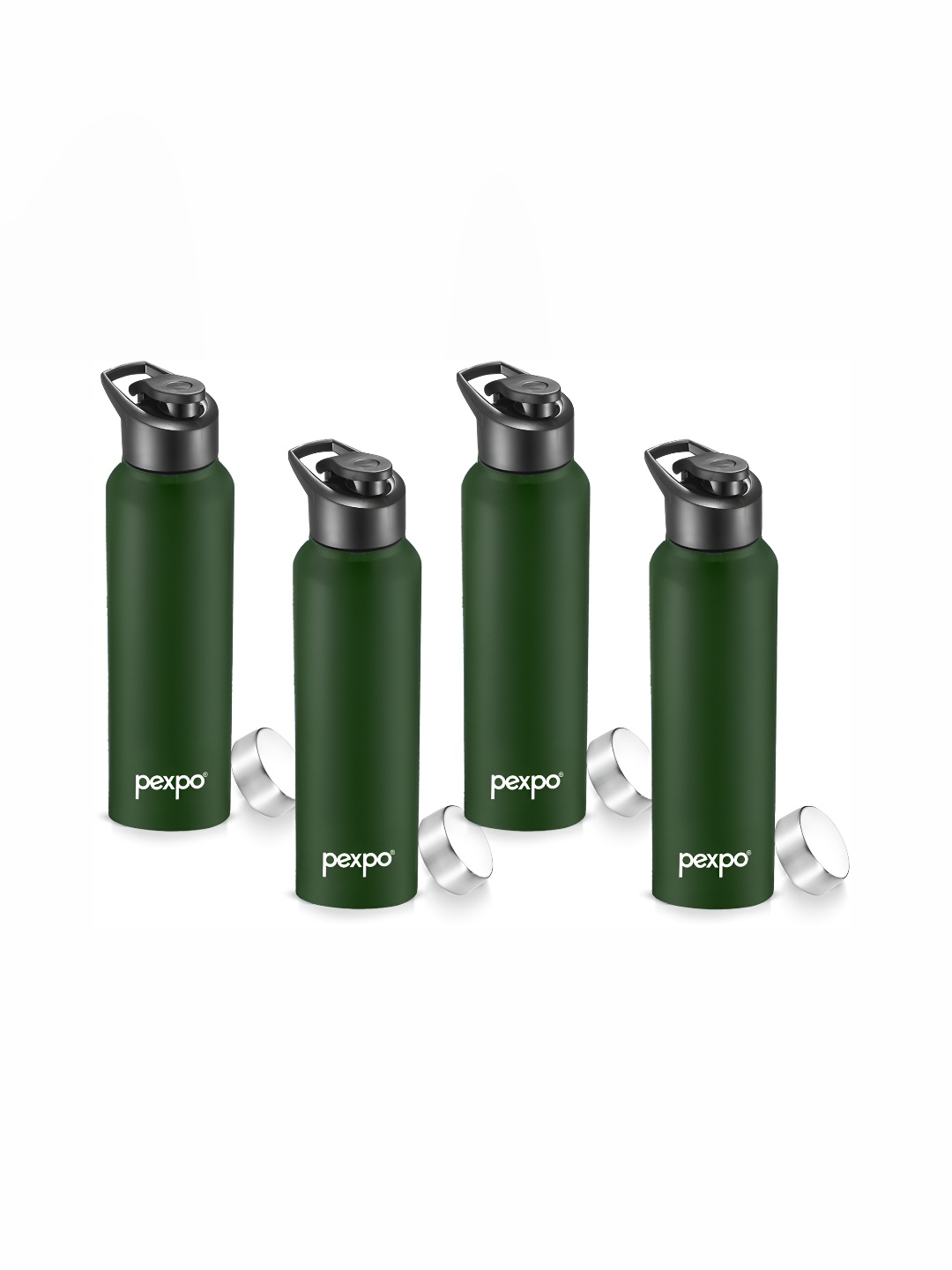 

Pexpo CHROMO Set of 4 Sports & Fridge Stainless Steel 1L Single wall Green Water Bottle