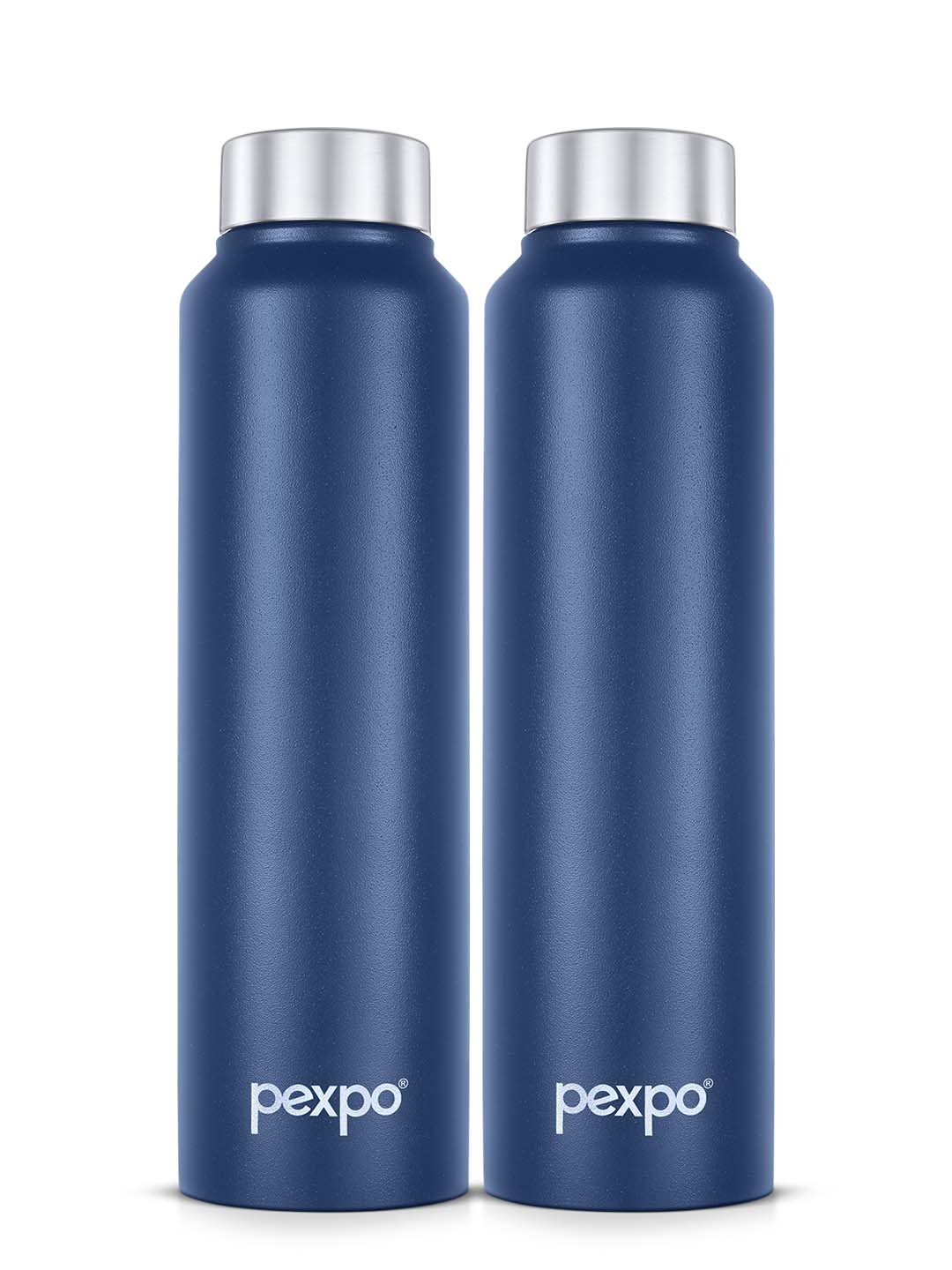 

Pexpo CHROMO 2pc Fridge Water Bottle 750ml Single wall Blue Stainless Steel, Navy blue