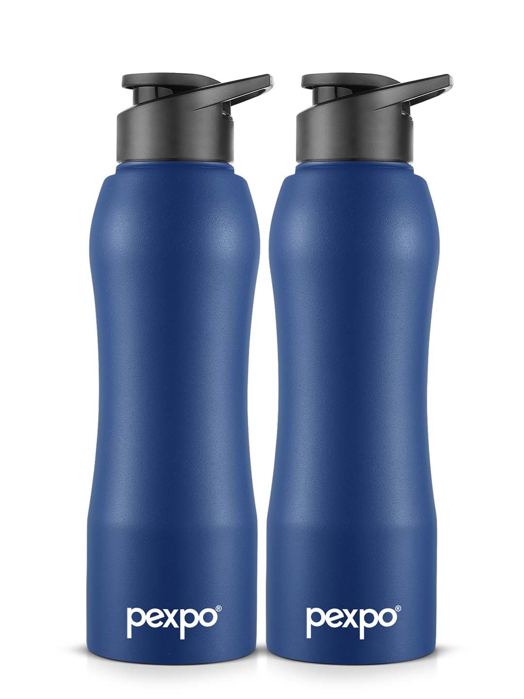 

Pexpo BISTRO 2pc Sipper Cap Stainless Steel 750ml Single wall Blue Water Bottle, Navy blue