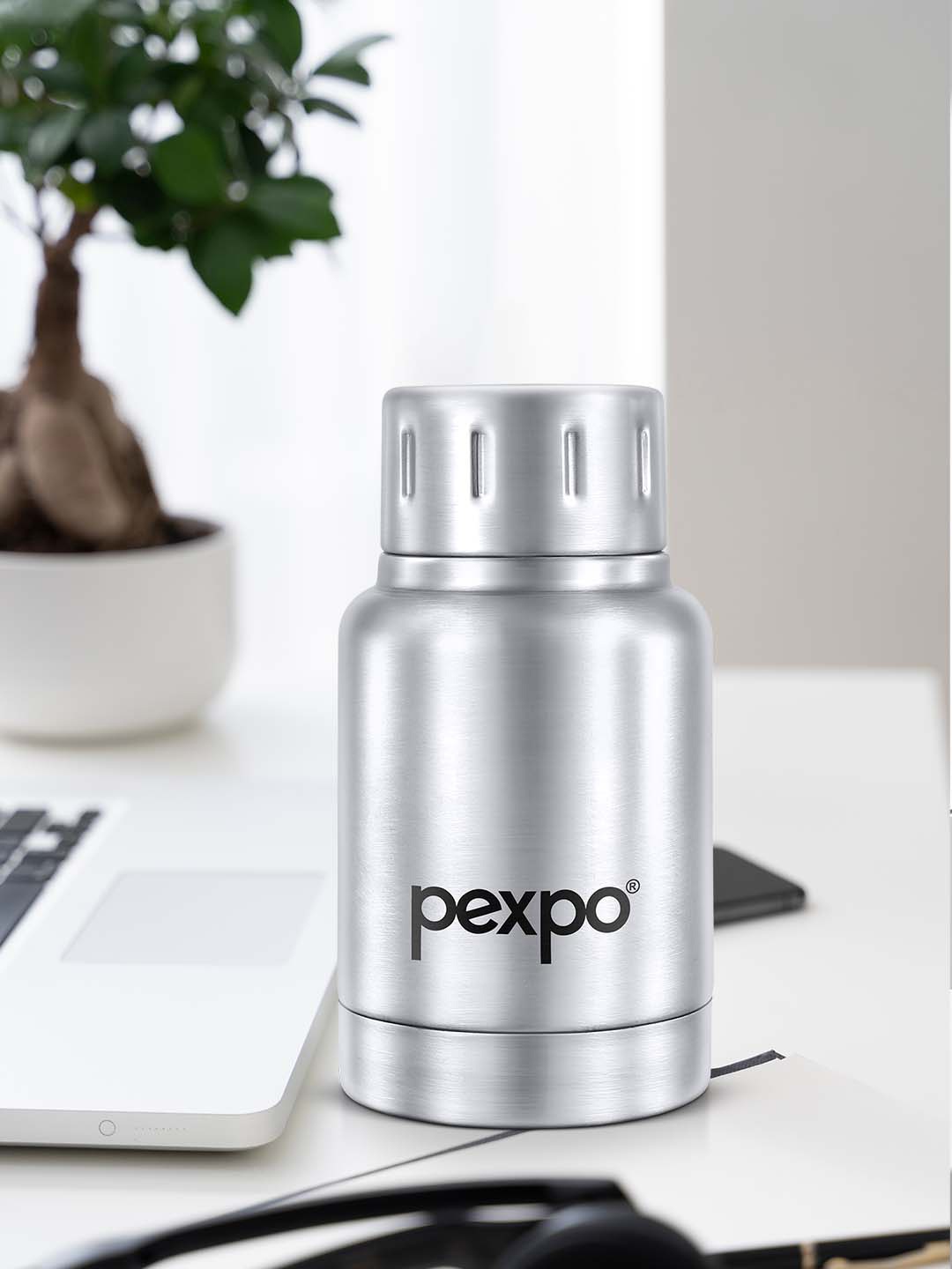 

Pexpo Cameo Silver Toned Double Wall Thermosteel Hot & Cold Upto 46 Hrs Flask - 160ml