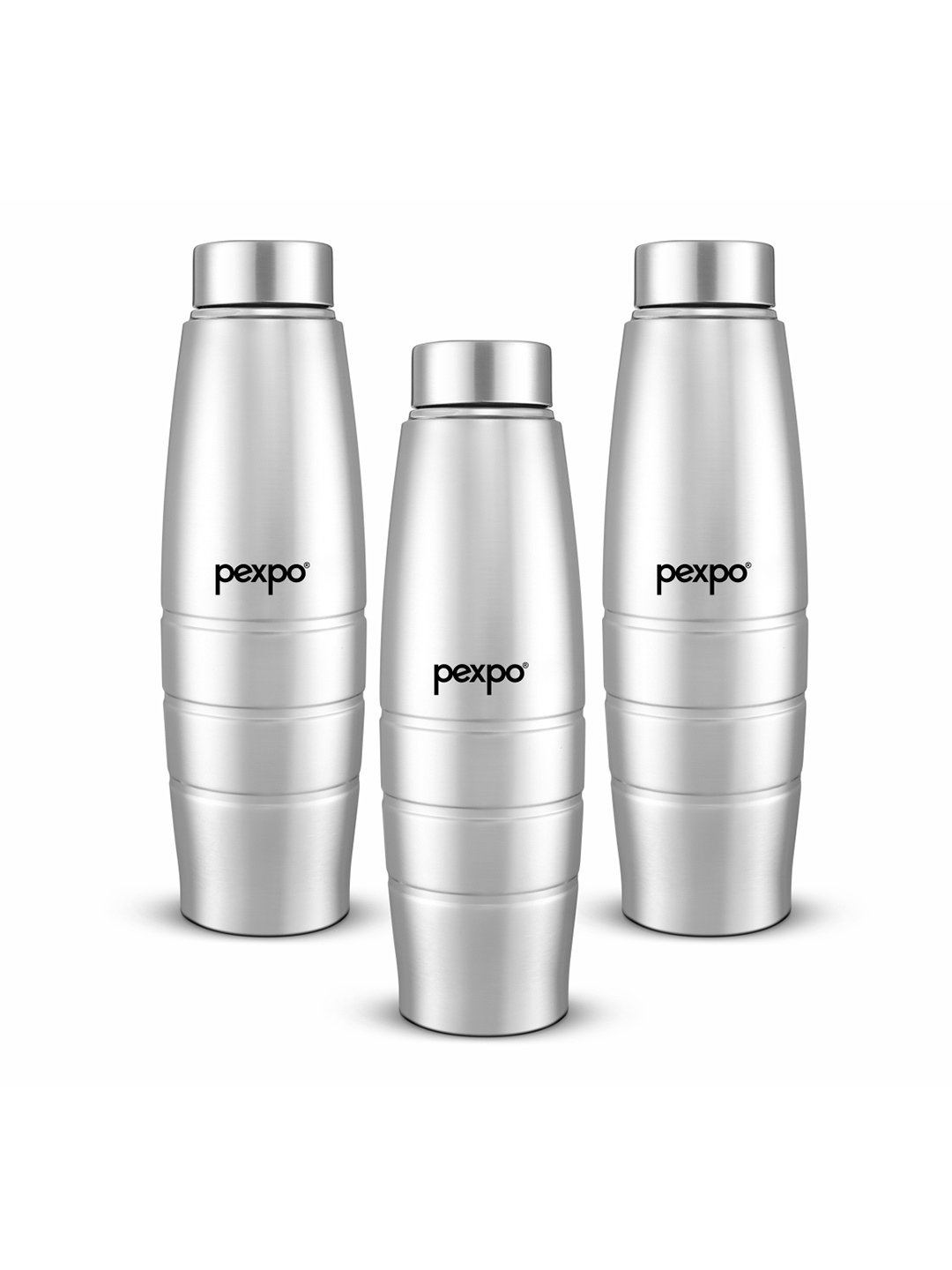 

Pexpo DURO 3pc Fridge Water Bottle 1L Single wall Silver Stainless Steel