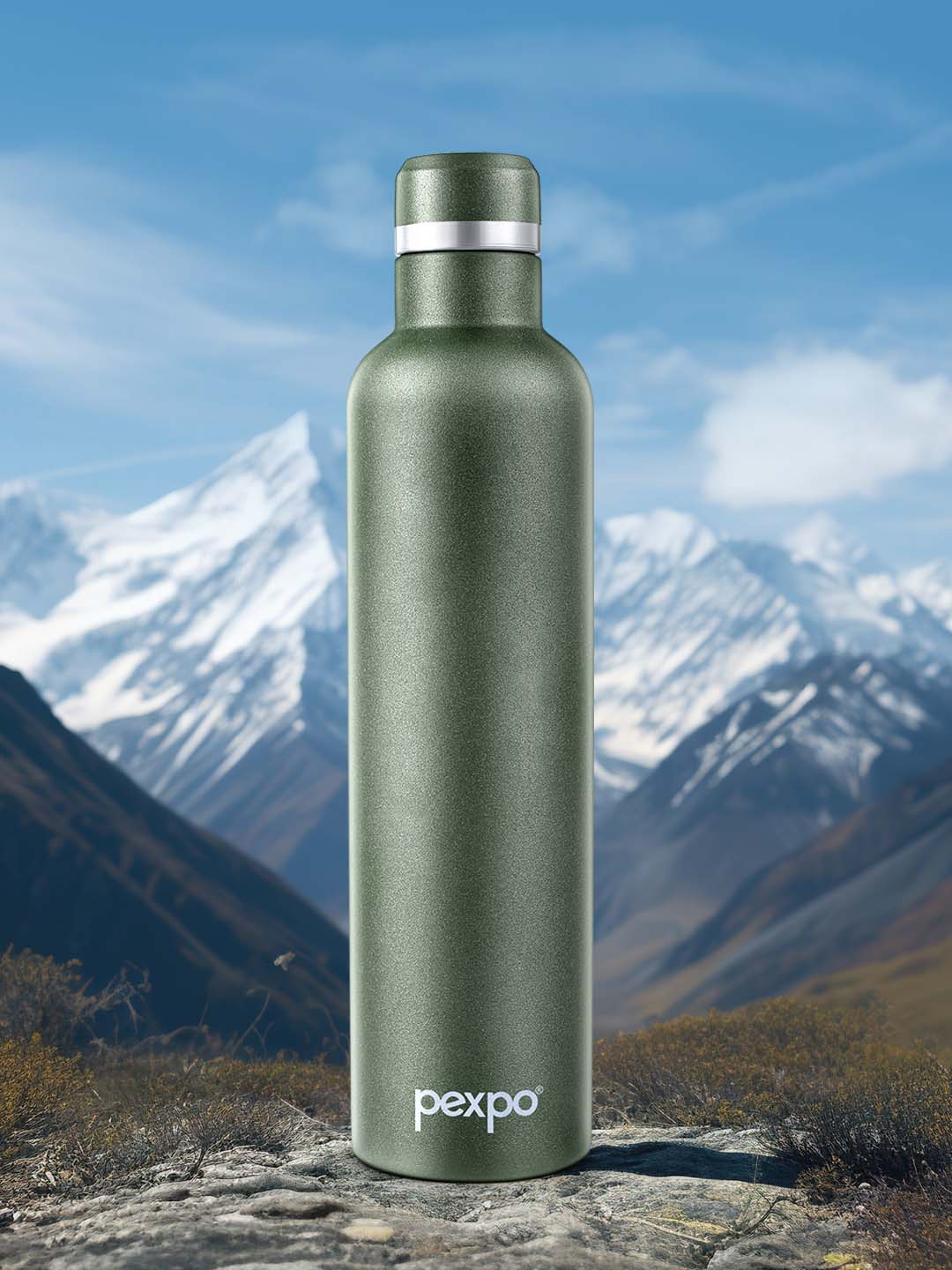 

Pexpo Oreo Green ISI Certified Thermosteel Hot and Cold Flask Water Bottle 1L
