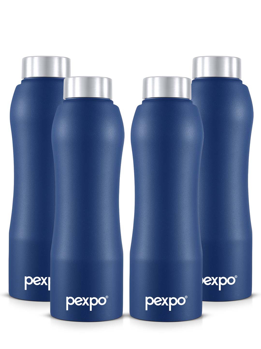 

Pexpo BISTRO Set of 4 Fridge Water Bottle 750ml Single wall Blue Stainless Steel, Navy blue