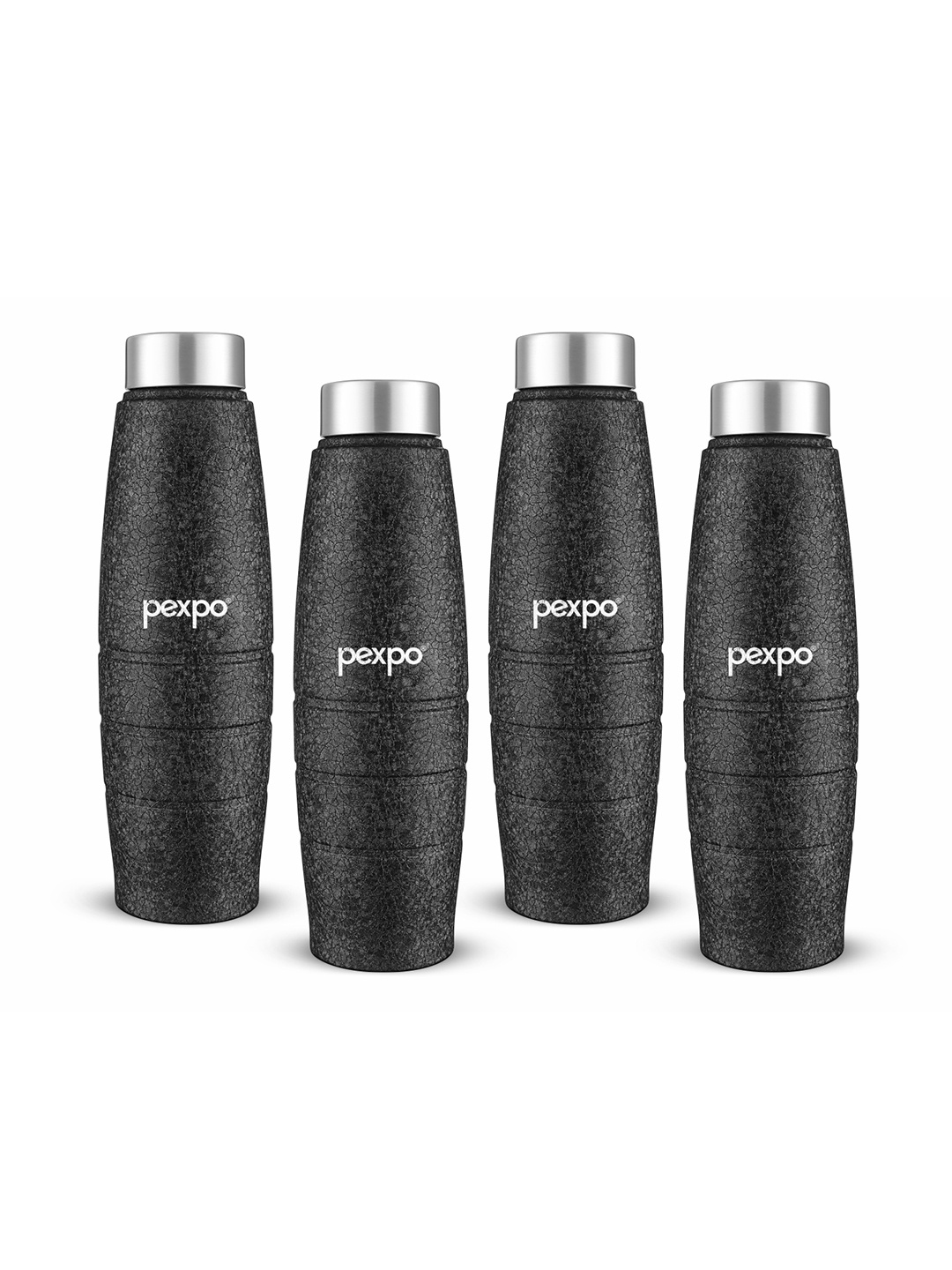 

Pexpo DURO Set of 4 Refrigerator Stainless Steel 1L Single wall Black Water Bottle