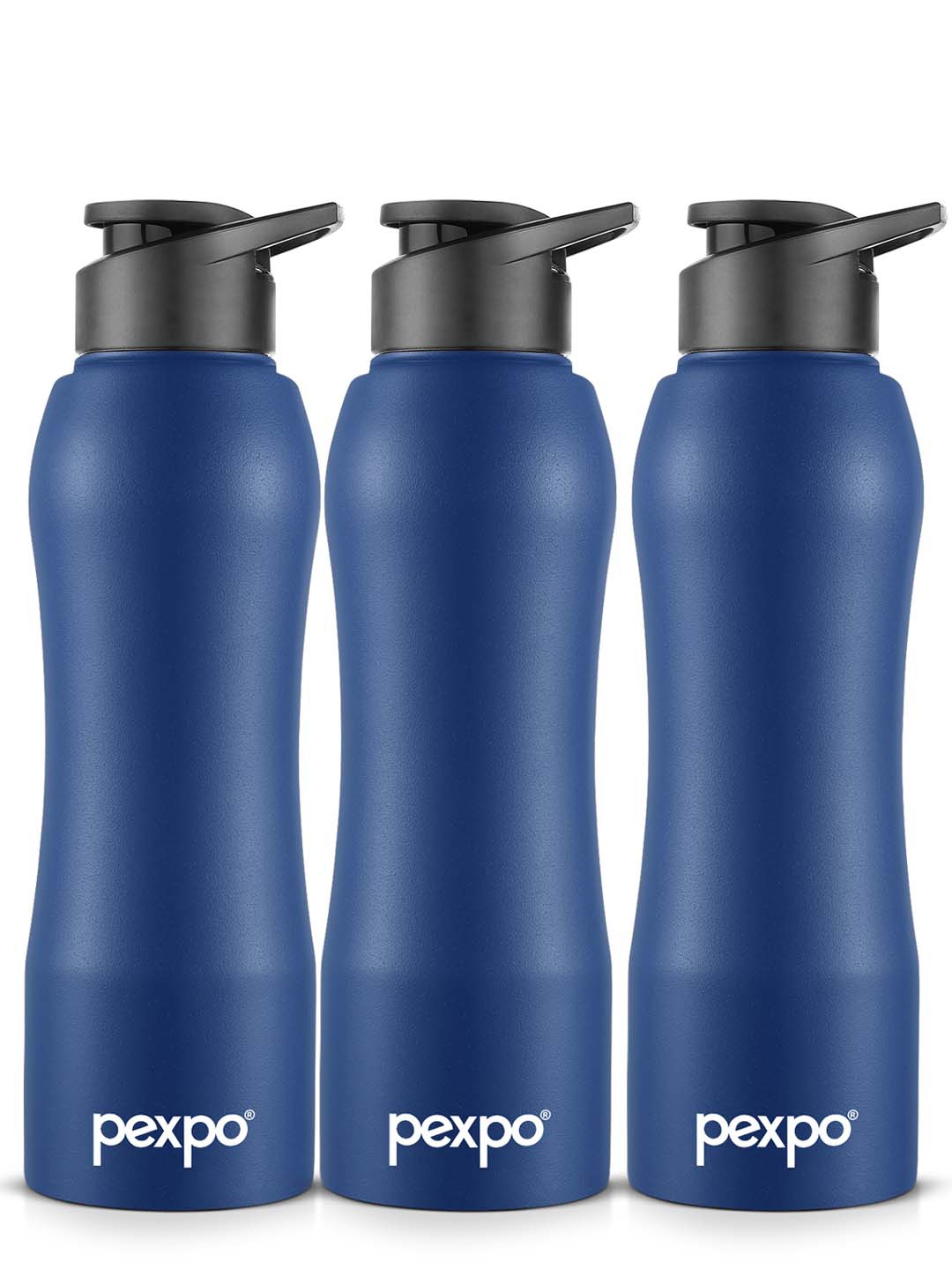 

Pexpo BISTRO 3pc Sipper Cap Stainless Steel 750ml Single wall Blue Water Bottle, Navy blue