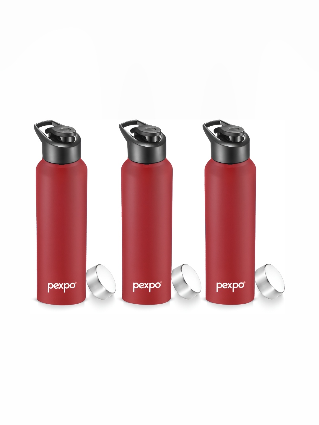 

Pexpo CHROMO 3pc Sports & Fridge Stainless Steel 1L Single wall Red Water Bottle, Maroon