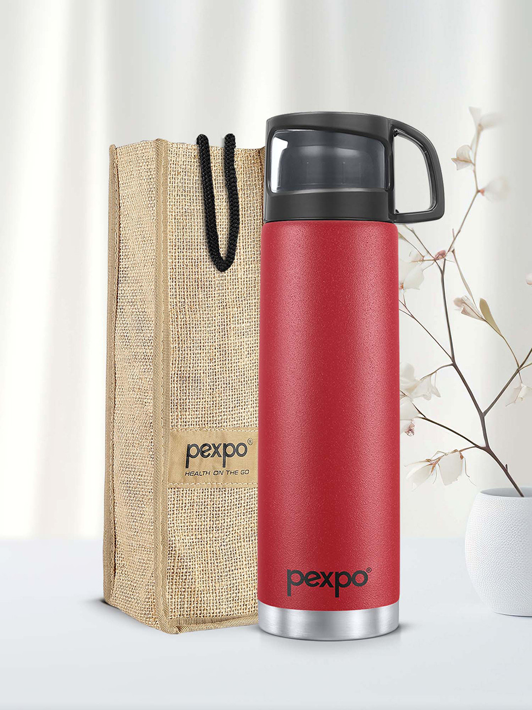 

Pexpo FERERRO ISI Certified Thermosteel 1L Hot & Cold Red Insulated Bottle, Maroon