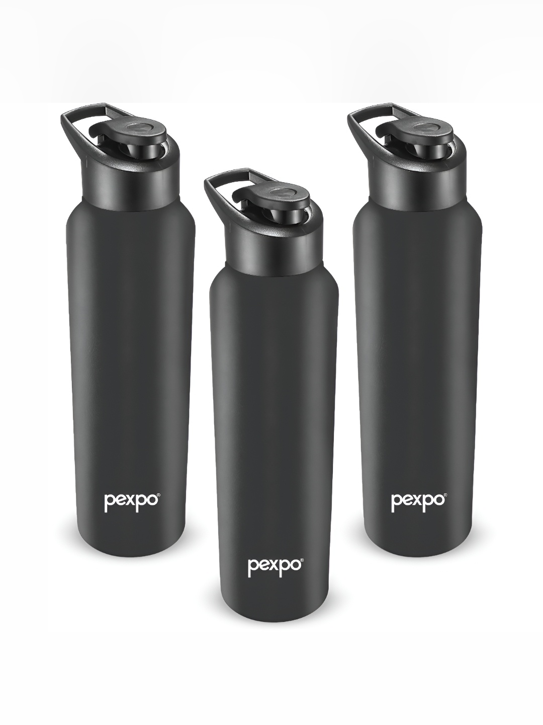 

Pexpo CHROMO 3pc Sipper Cap Stainless Steel 1L Single wall Black Water Bottle