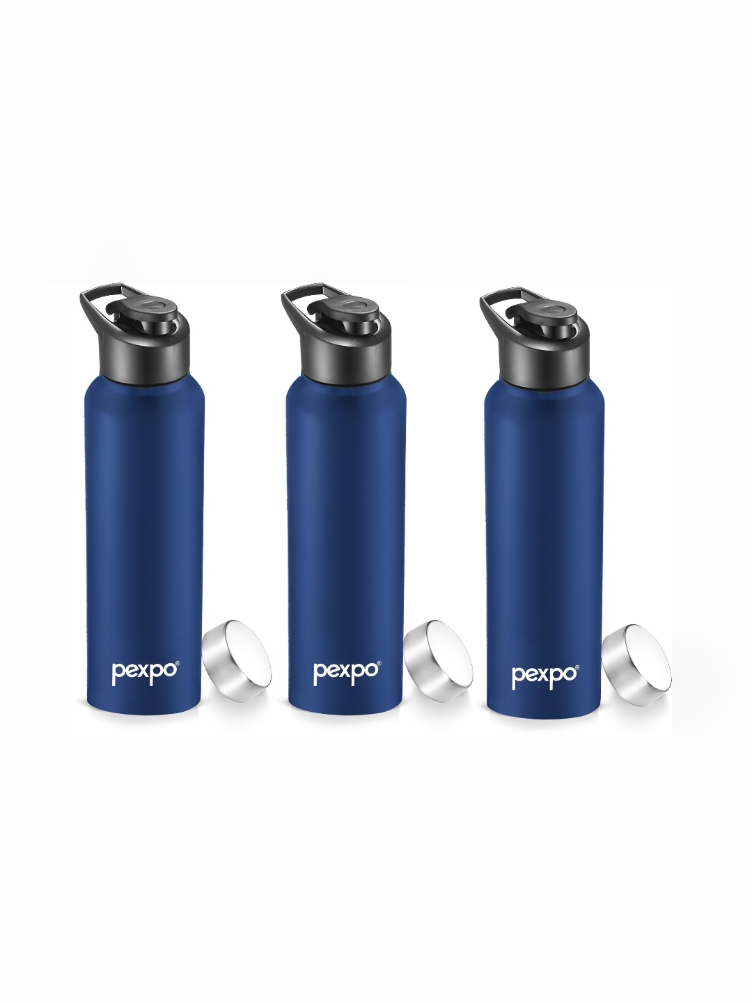 

Pexpo CHROMO 3pc Sports & Fridge Stainless Steel 1L Single wall Blue Water Bottle, Navy blue