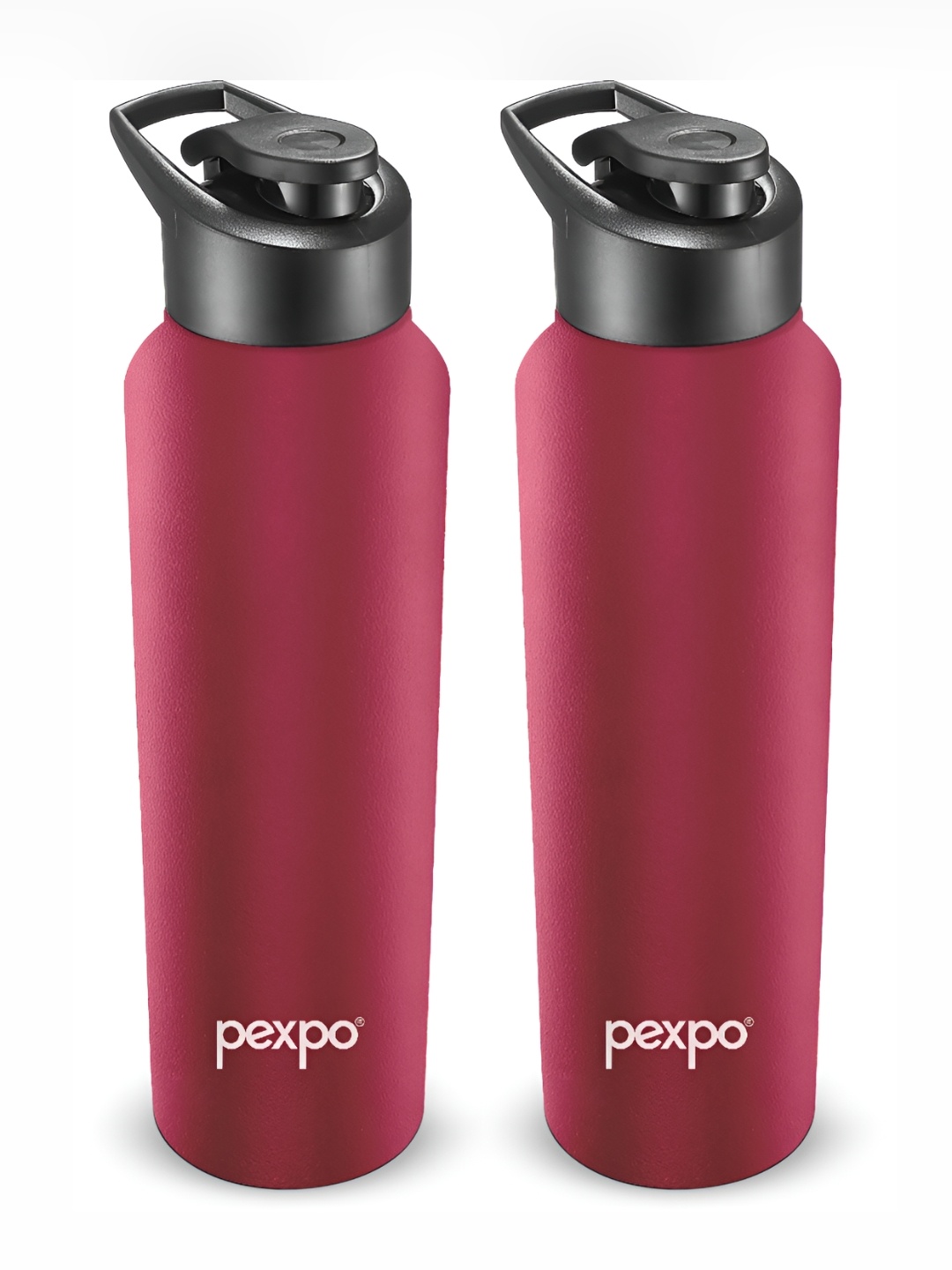 

Pexpo CHROMO 2pc Sipper Cap Stainless Steel 750ml Single wall Red Water Bottle, Maroon