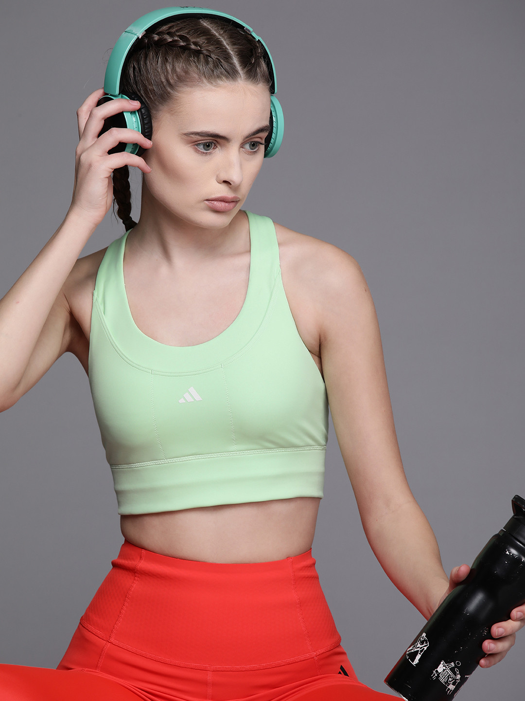 

ADIDAS Run Pocket Medium-support Bra, Sea green