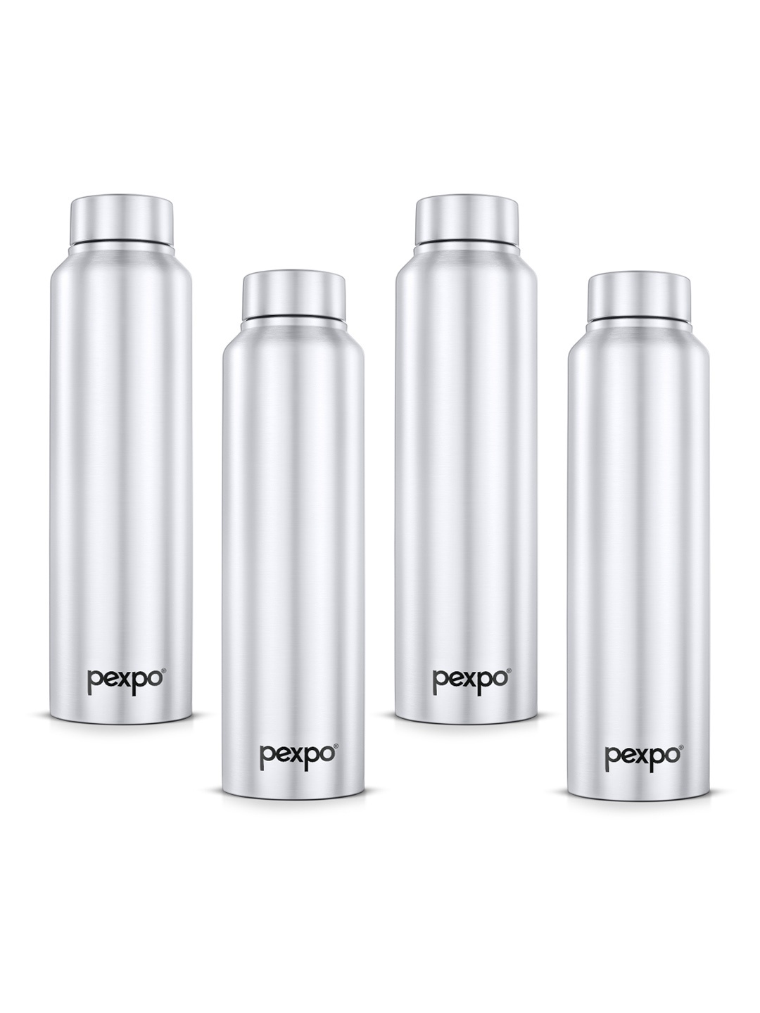 

Pexpo CHROMO Set of 4 Fridge Water Bottle 1L Single wall Silver Stainless Steel