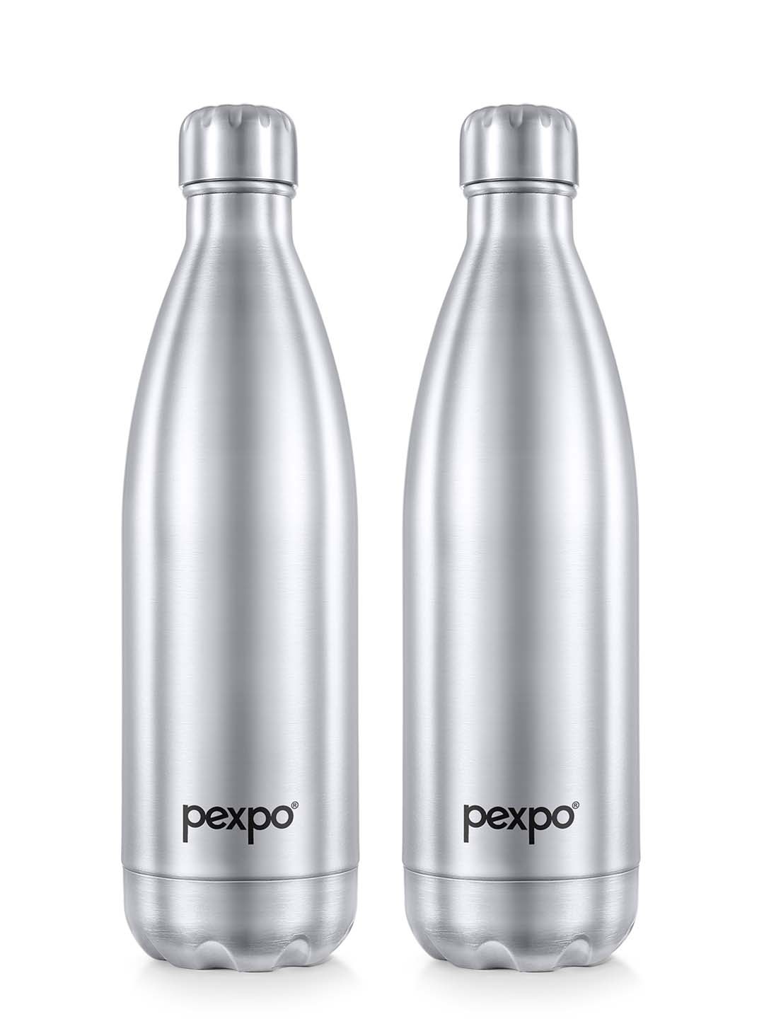 

Pexpo Electro Silver-Toned 2 Pieces ISI Certified 24 Hrs Hot Flask Water Bottle 1000ml