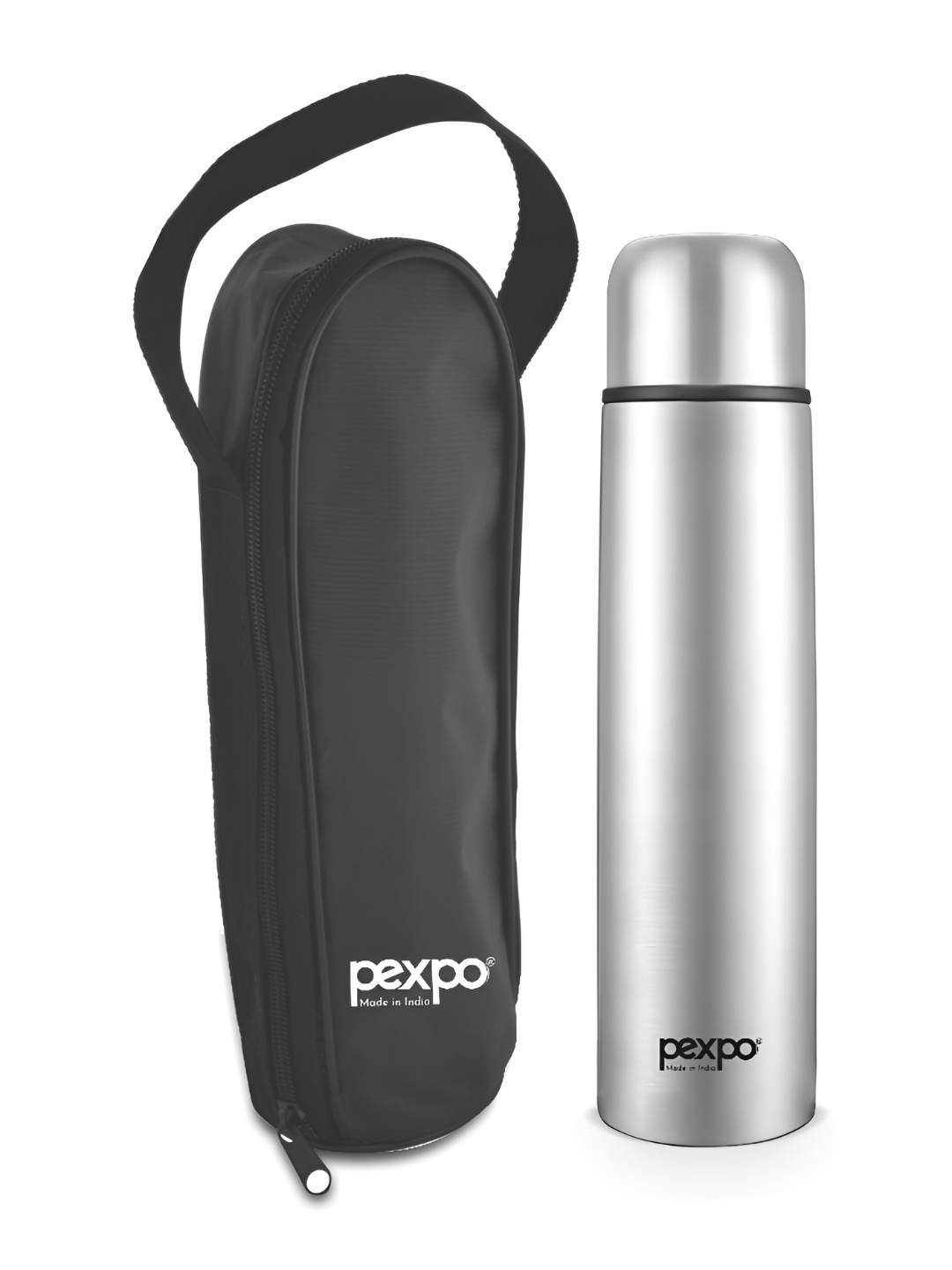 

Pexpo Flippro Silver Double wall Thermosteel Hot & Cold flask Insulated Water Bottle 750ml