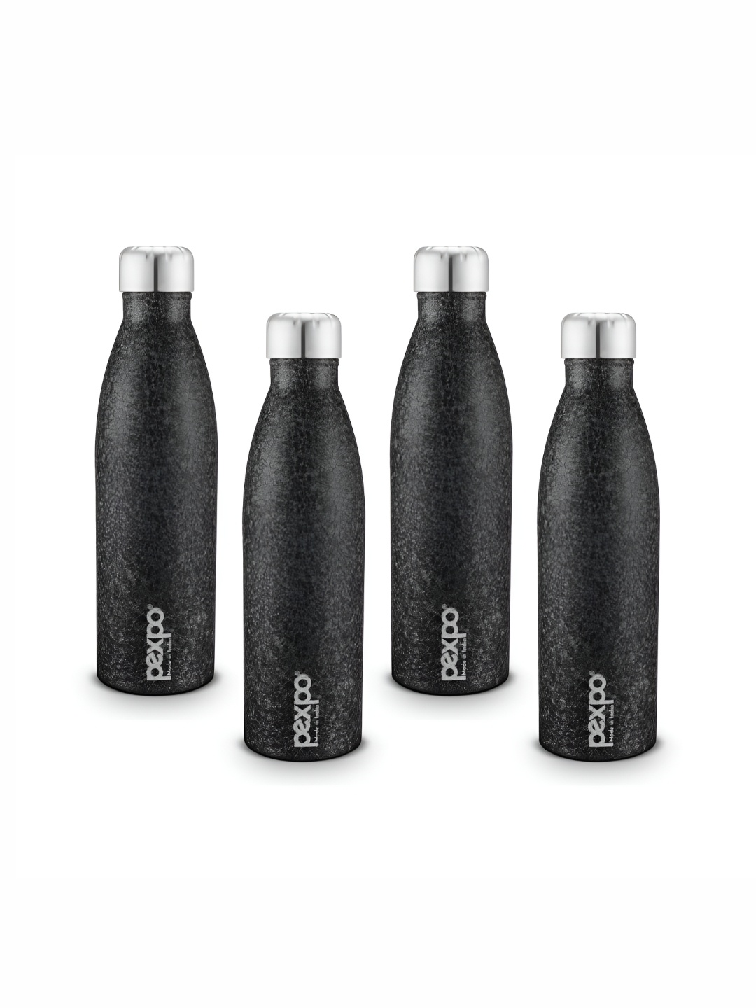 

Pexpo GENRO Set of 4 Fridge Water Bottle 1L Single wall Black Stainless Steel