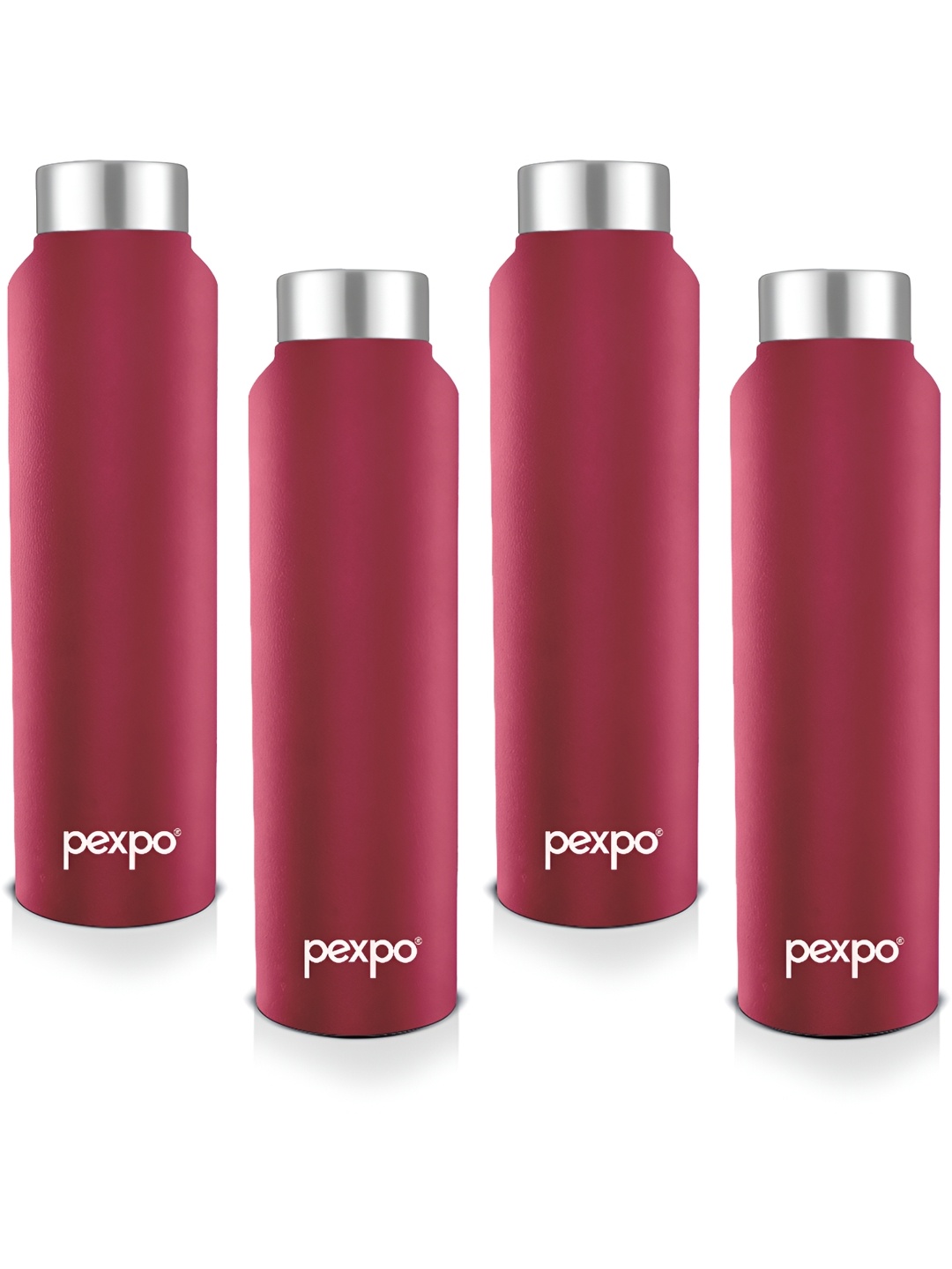 

Pexpo CHROMO Set of 4 Fridge Water Bottle 1L Single wall Red Stainless Steel, Maroon