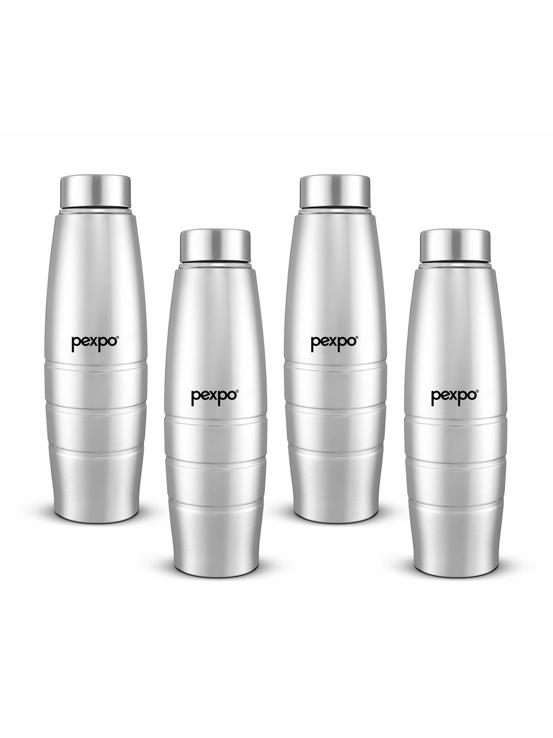 

Pexpo DURO Set of 4 Fridge Water Bottle 1L Single wall Silver Stainless Steel