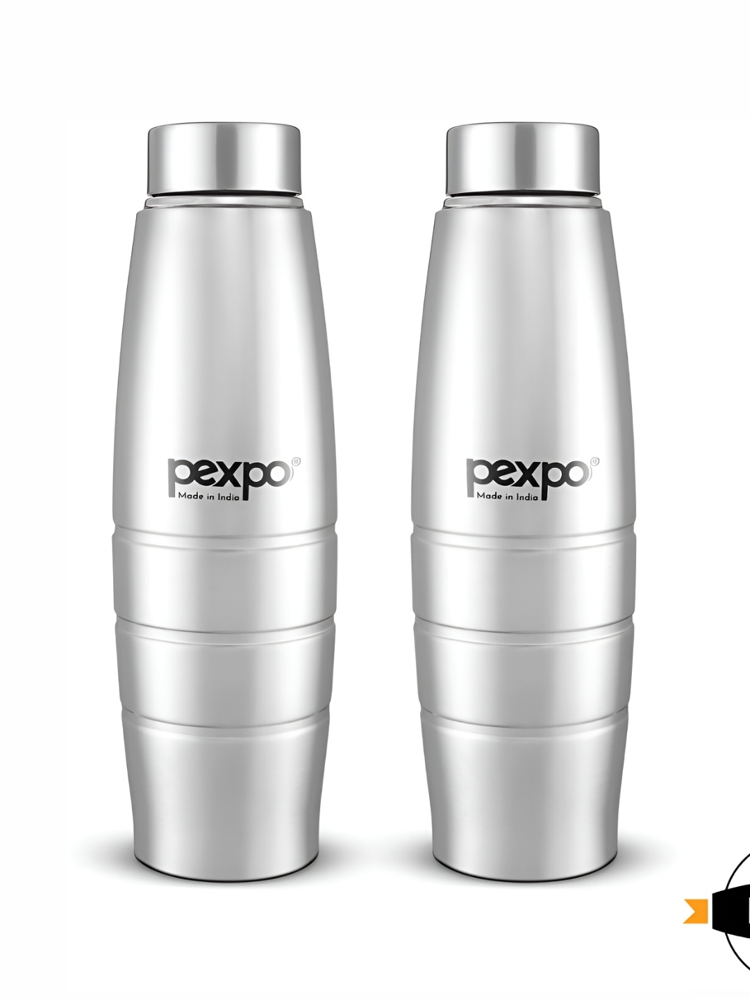 

Pexpo DURO 2pc Fridge Water Bottle 1L Single wall Silver Stainless Steel