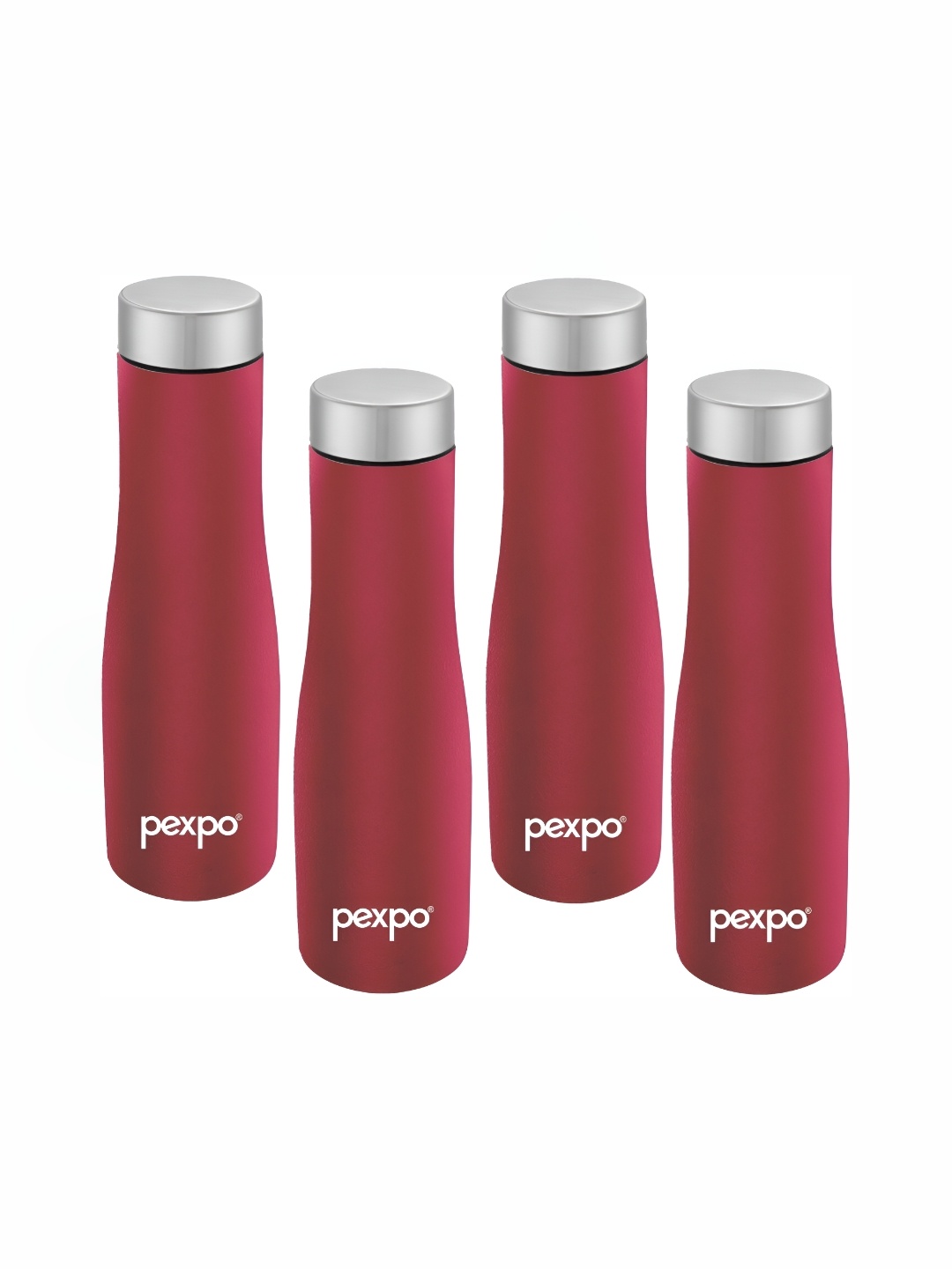 

Pexpo MONACO Set of 4 Fridge Water Bottle 1000ml Single wall Crimson Red Stainless Steel, Maroon