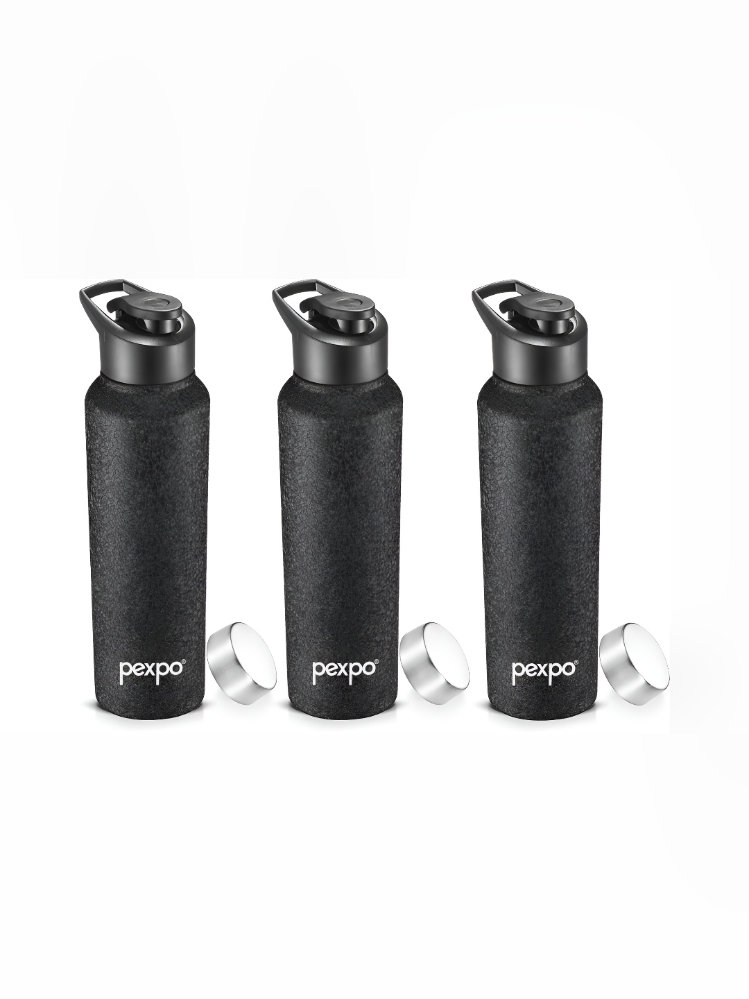

Pexpo CHROMO 3pc Sports & Fridge Stainless Steel 1000ml Single wall Black Water Bottle