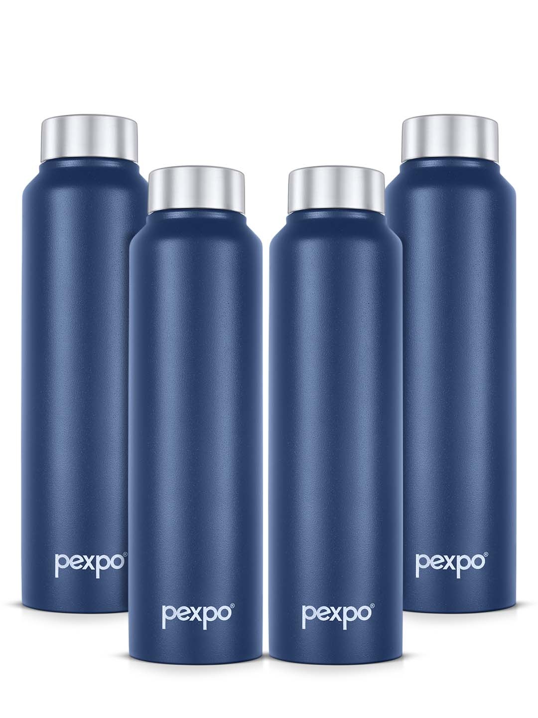 

Pexpo CHROMO Set of 4 Fridge Water Bottle 750ml Single wall Blue Stainless Steel, Navy blue