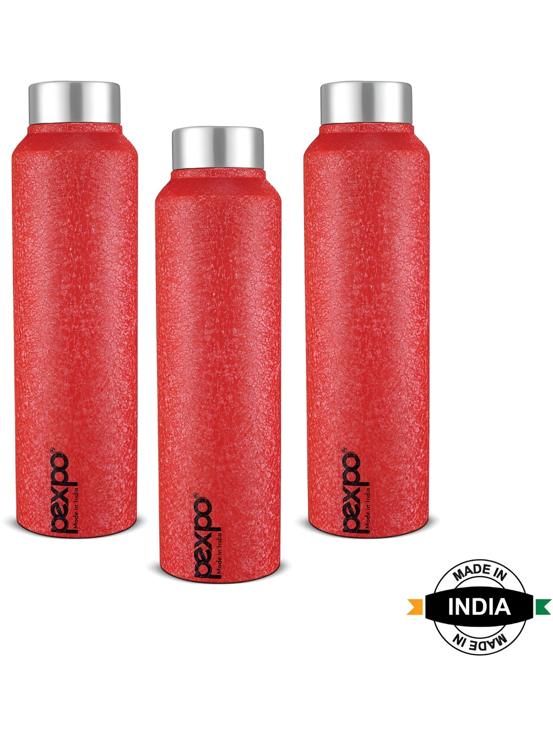 

Pexpo CHROMO 3pc Refrigerator Stainless Steel 1L Single wall Red Water Bottle