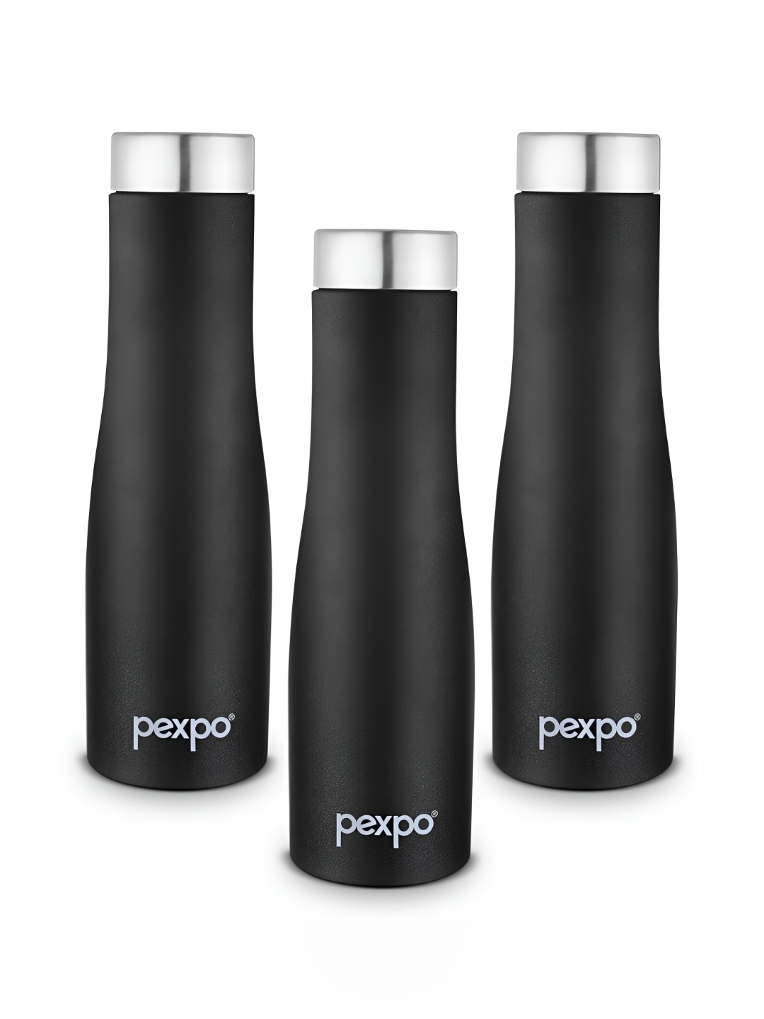 

Pexpo MONACO 3pc Fridge Water Bottle 1L Single wall Black Stainless Steel