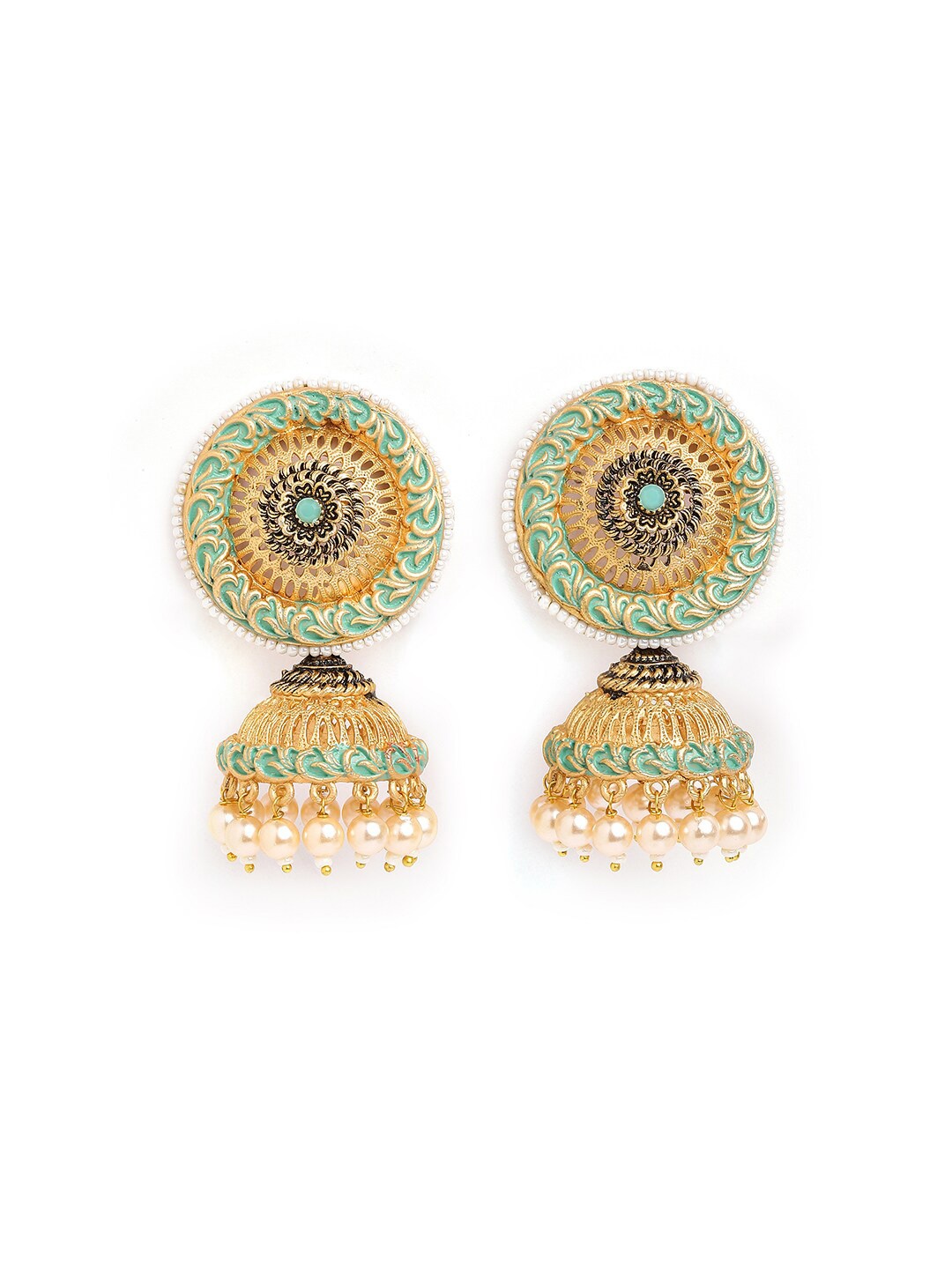 

Anouk Brass-Plated Beaded Floral Jhumkas, Gold