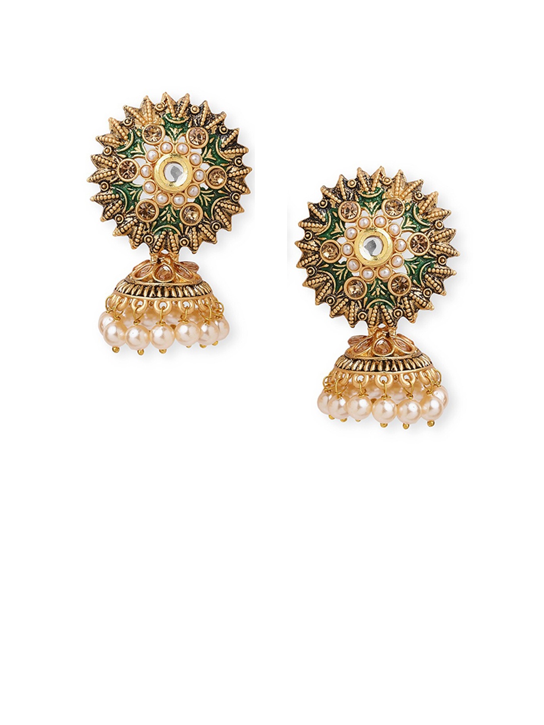 

Anouk Brass-Plated Beaded Floral Jhumkas, Gold
