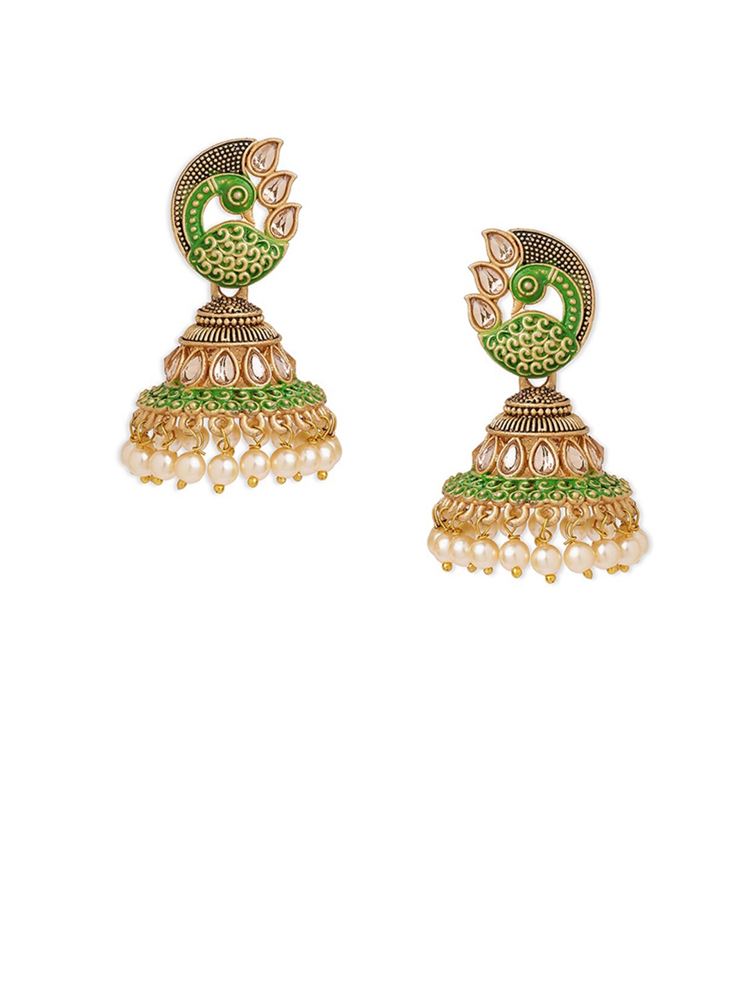 

Anouk Brass-Plated Beaded Floral Jhumkas, Gold