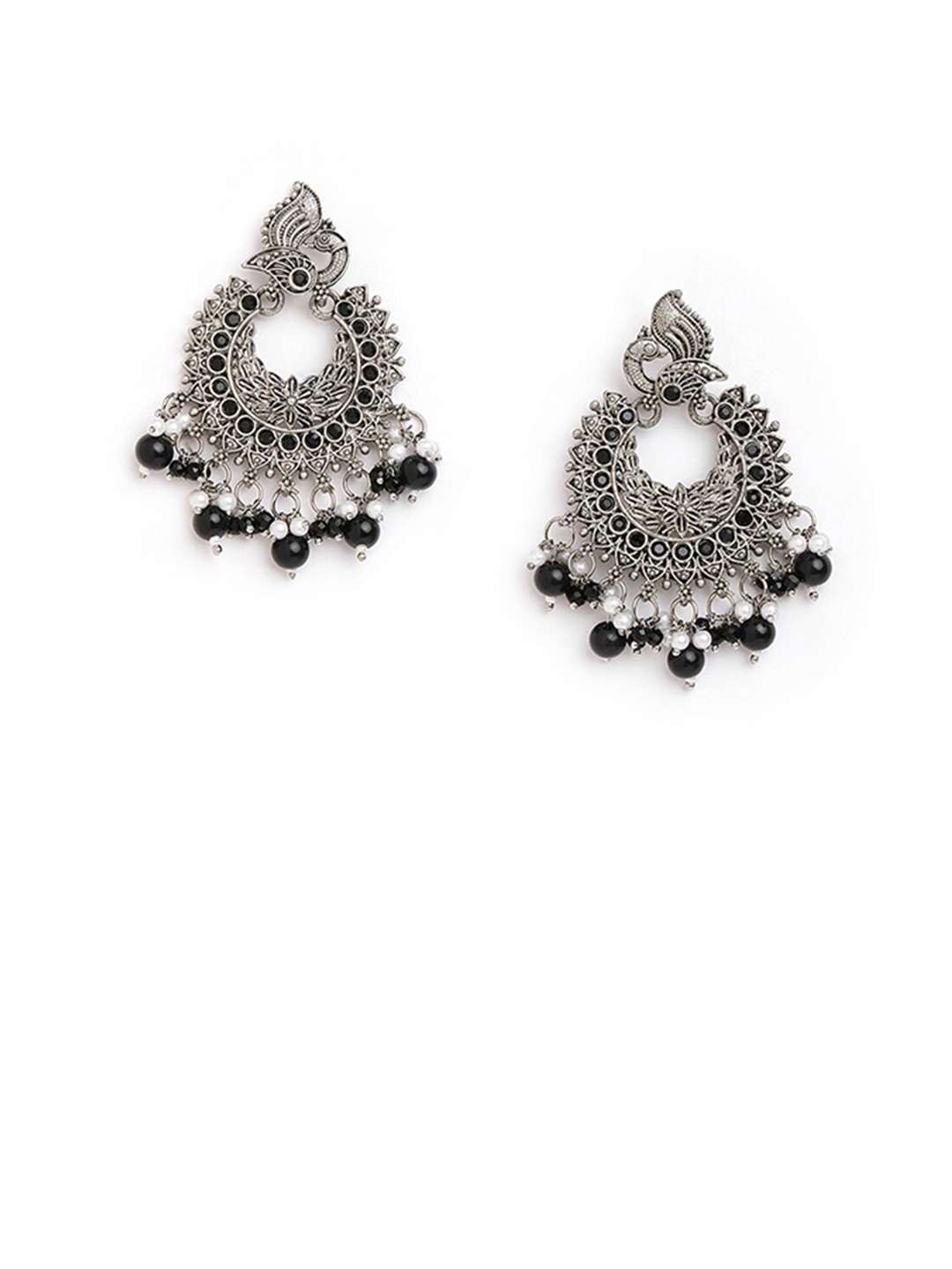 

Anouk Brass-Plated Beaded Floral Chandbalis, Silver