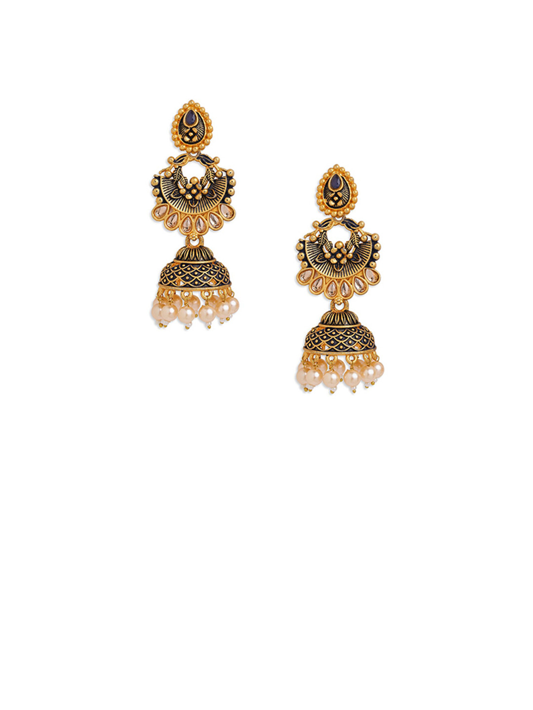 

Anouk Gold-Toned Gold-Plated Floral Jhumkas