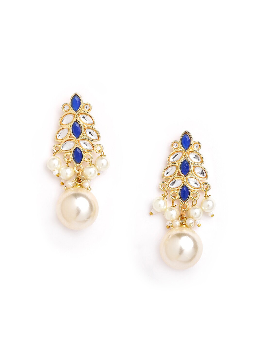 

Anouk Brass-Plated Stone-Studded & Beaded Floral Drop Earrings, Gold