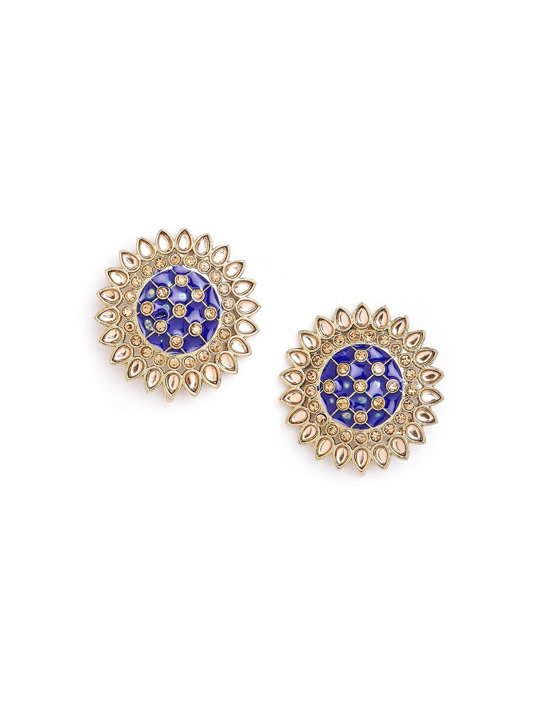 

Anouk Brass-Plated Stone-Studded Floral Studs Earrings, Gold