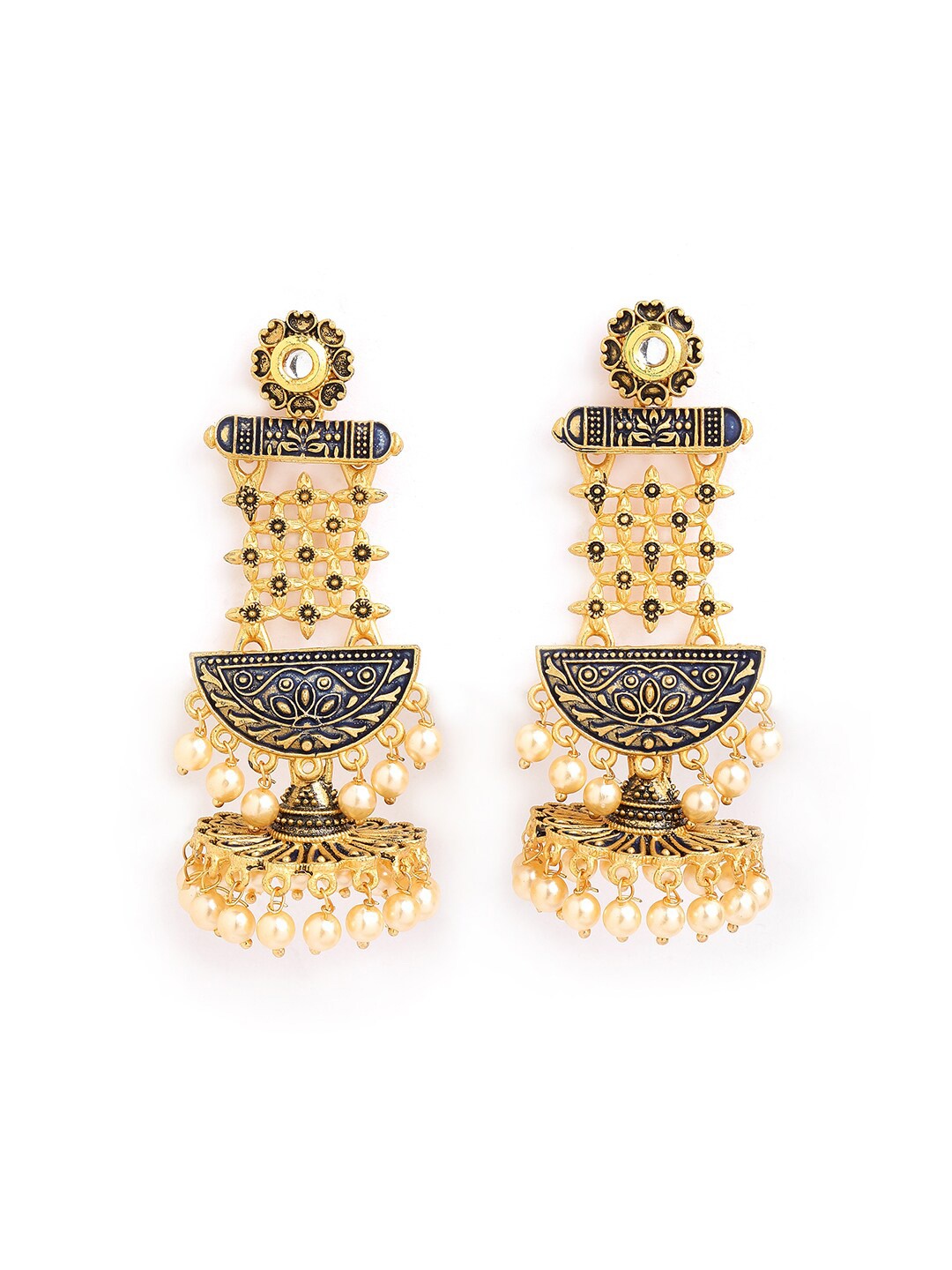 

Anouk Gold-Toned Brass-Plated Enameled Floral Jhumkas