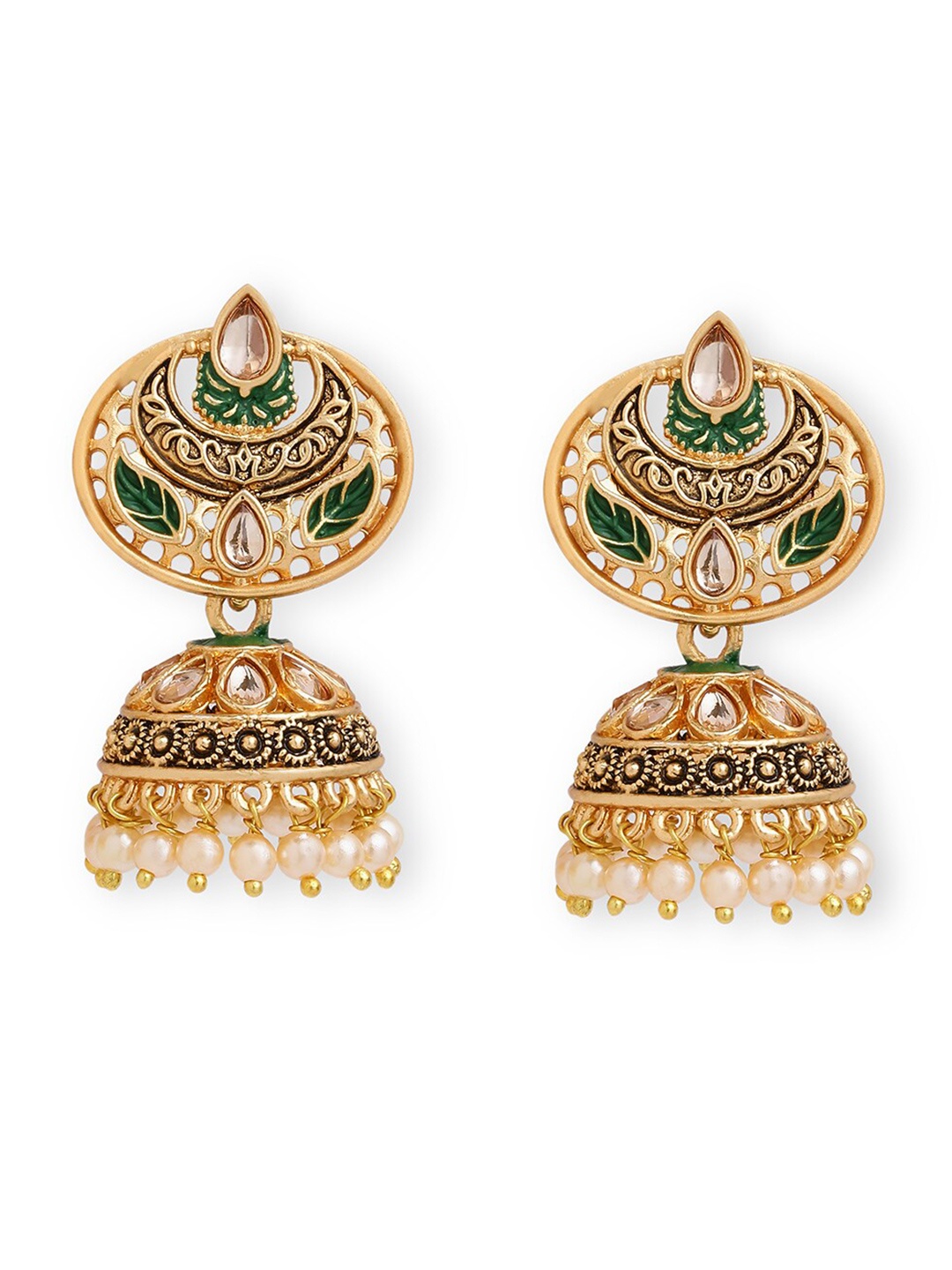 

Anouk Brass-Plated Floral Beaded Jhumkas, Gold