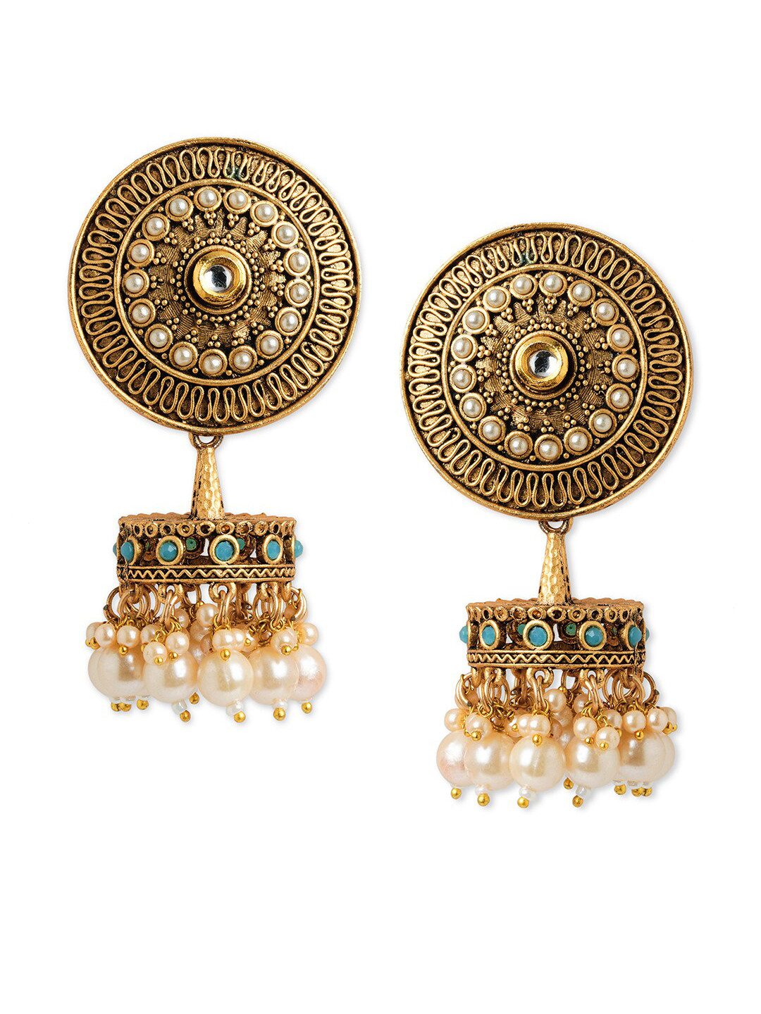 

Anouk Brass-Plated Floral Beaded Jhumkas, Gold