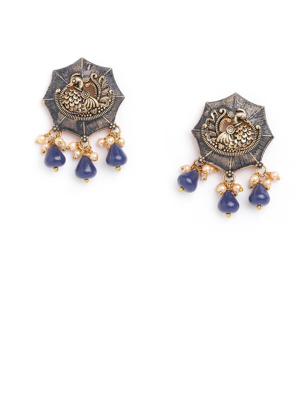 

Anouk Blue Brass-Plated Contemporary Drop Earrings, Silver