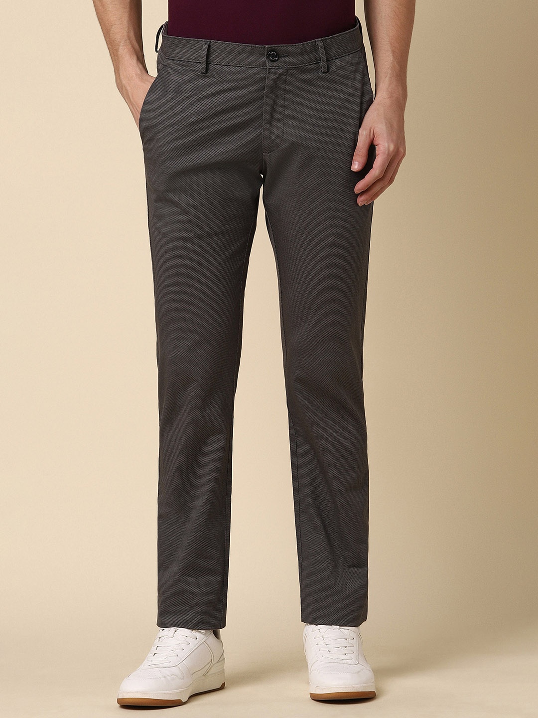 

Allen Solly Men Grey Slim Fit Trousers