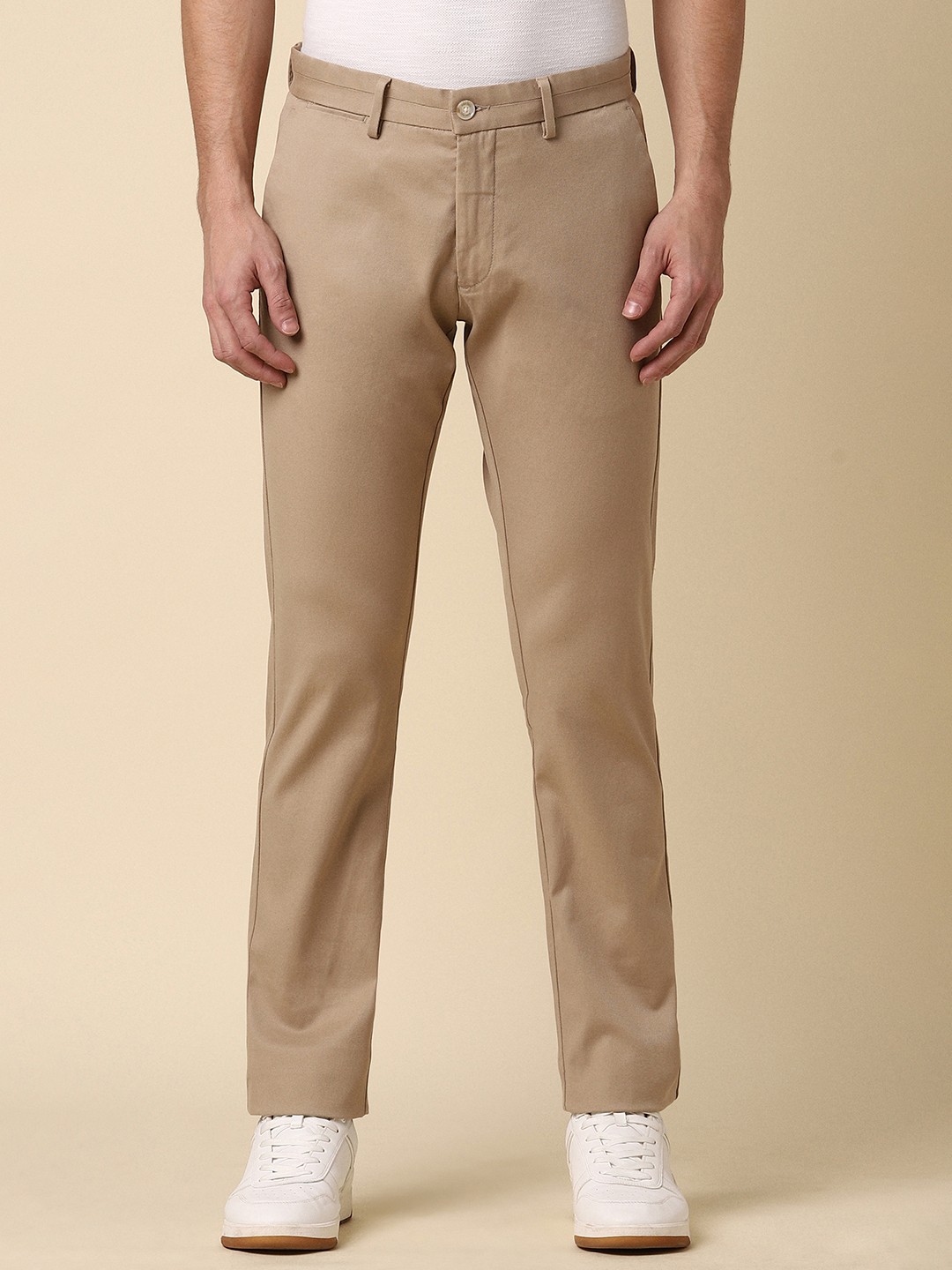 

Allen Solly Men Slim Fit Mid-rise Trousers, Khaki