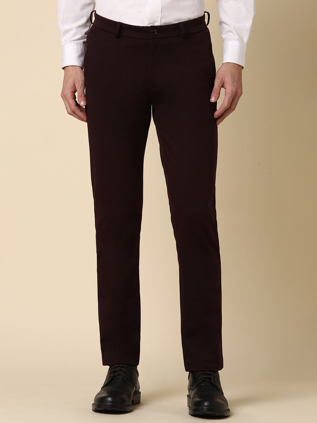 

Allen Solly Men Mid-rise Slim Fit Trousers, Maroon